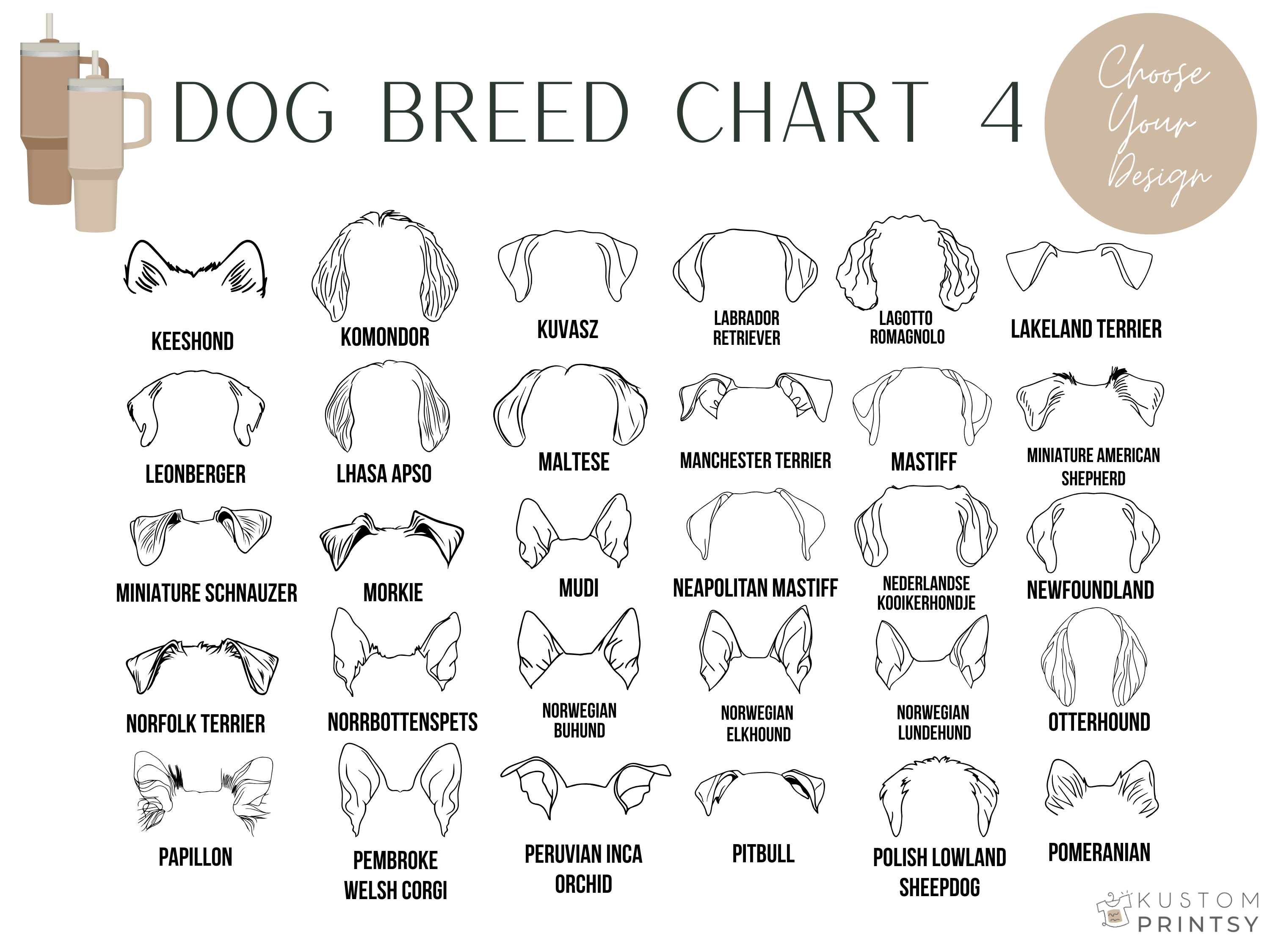 Custom Dog Ear Tumbler – Personalized Laser Engraved Stainless Steel Cup with Pet Name