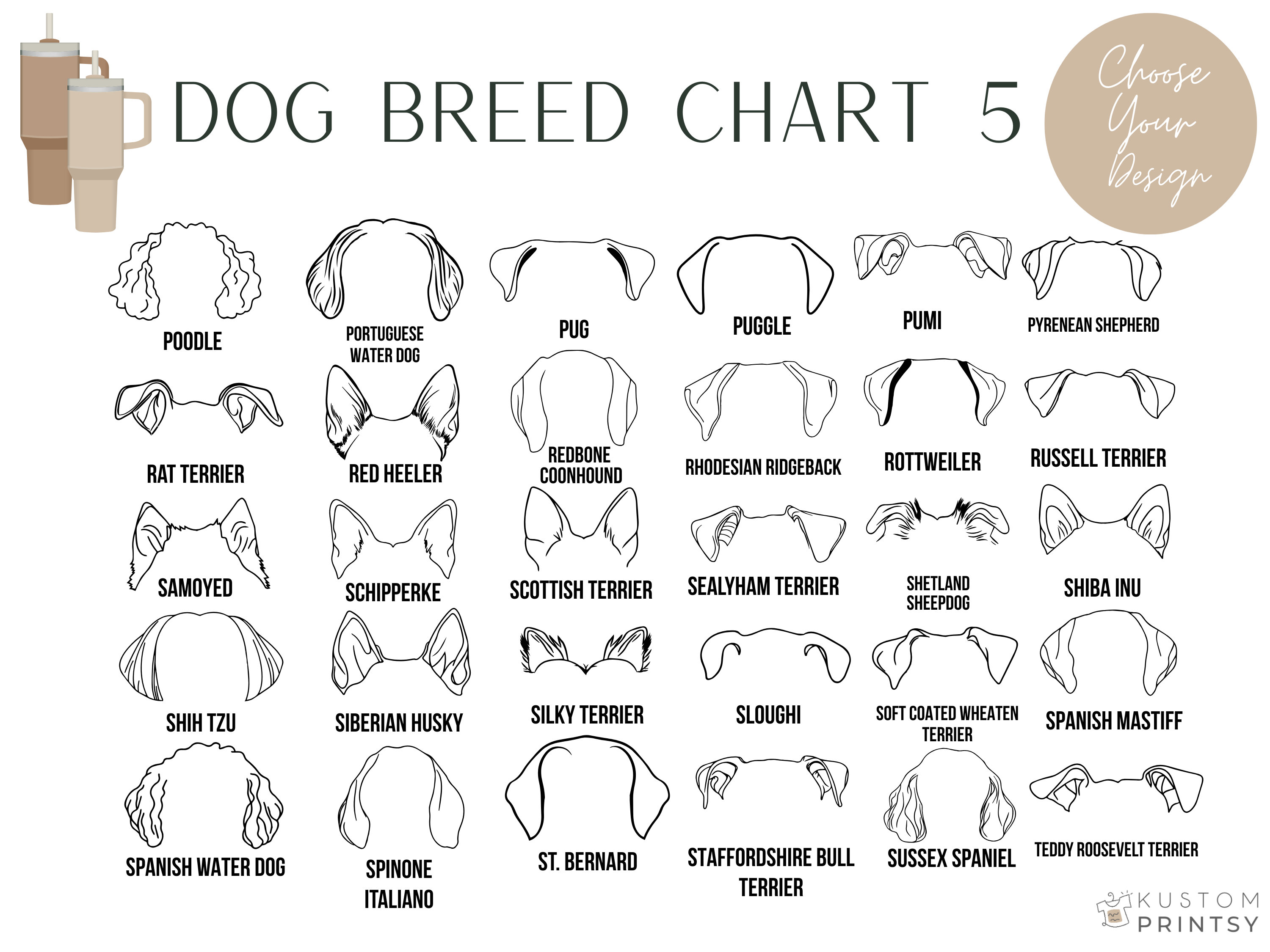 Custom Dog Ear Tumbler – Personalized Laser Engraved Stainless Steel Cup with Pet Name