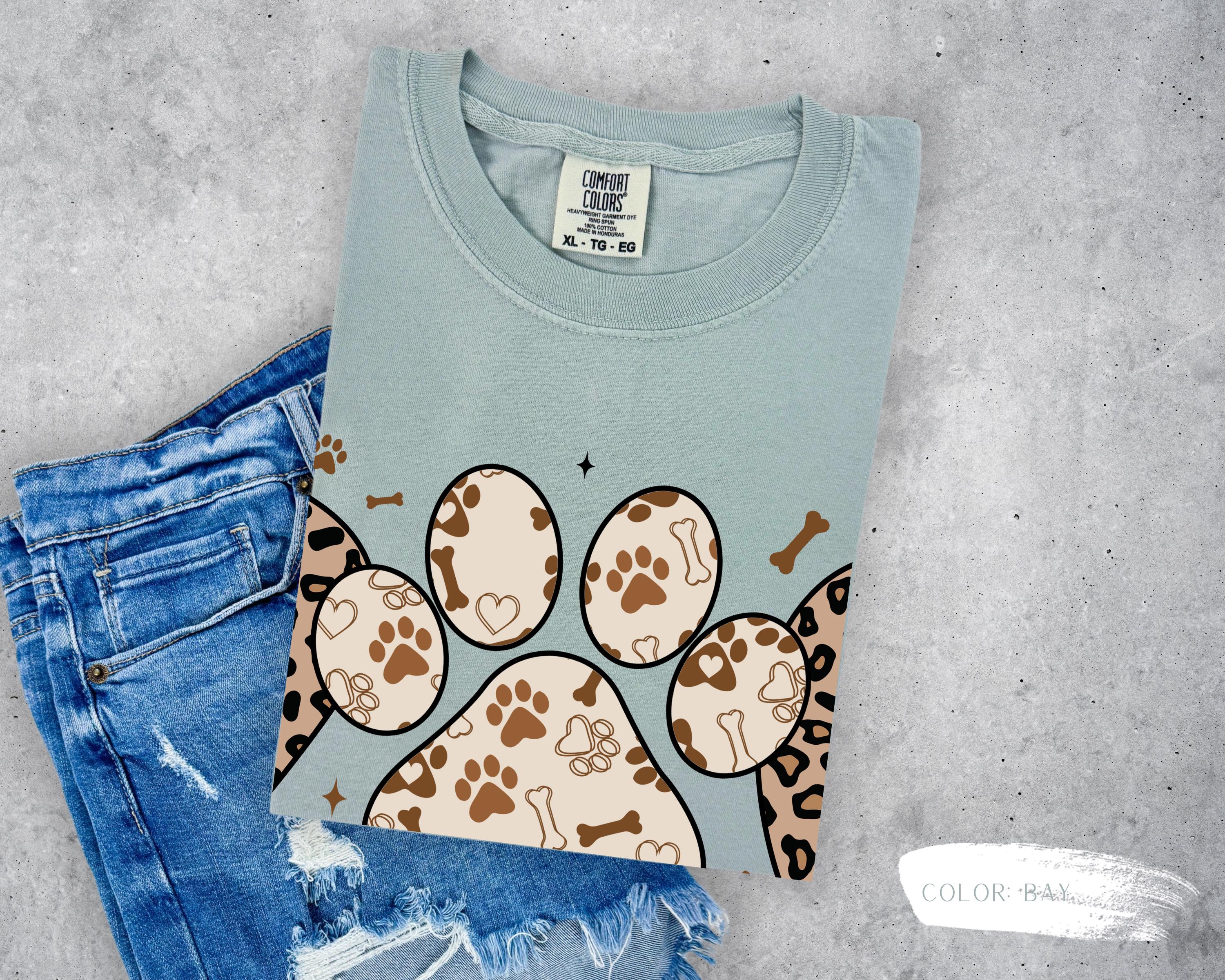 Dog Mama Leopard Print Paw T-Shirt