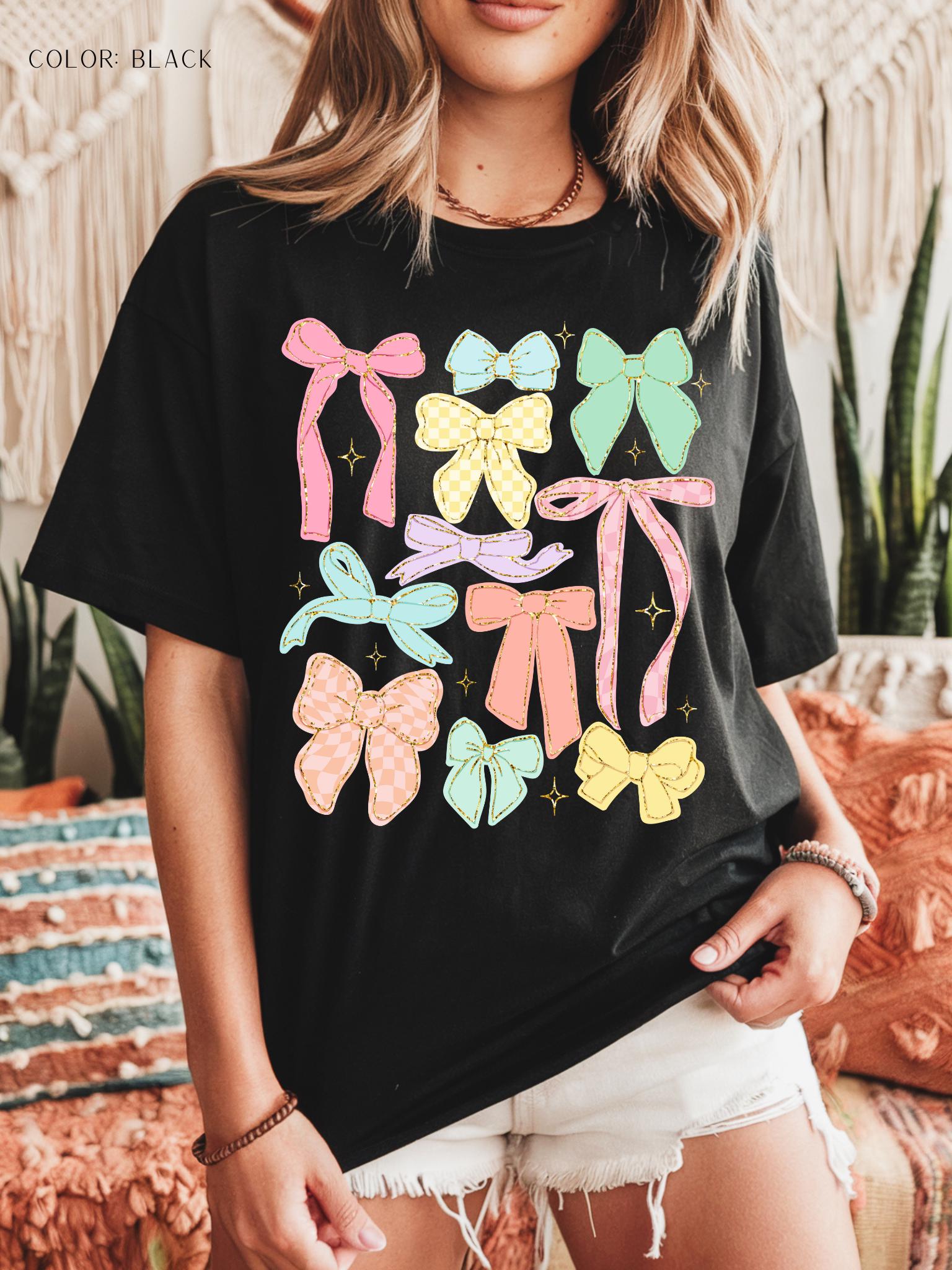 Pastel Bow Coquette Design T-Shirt