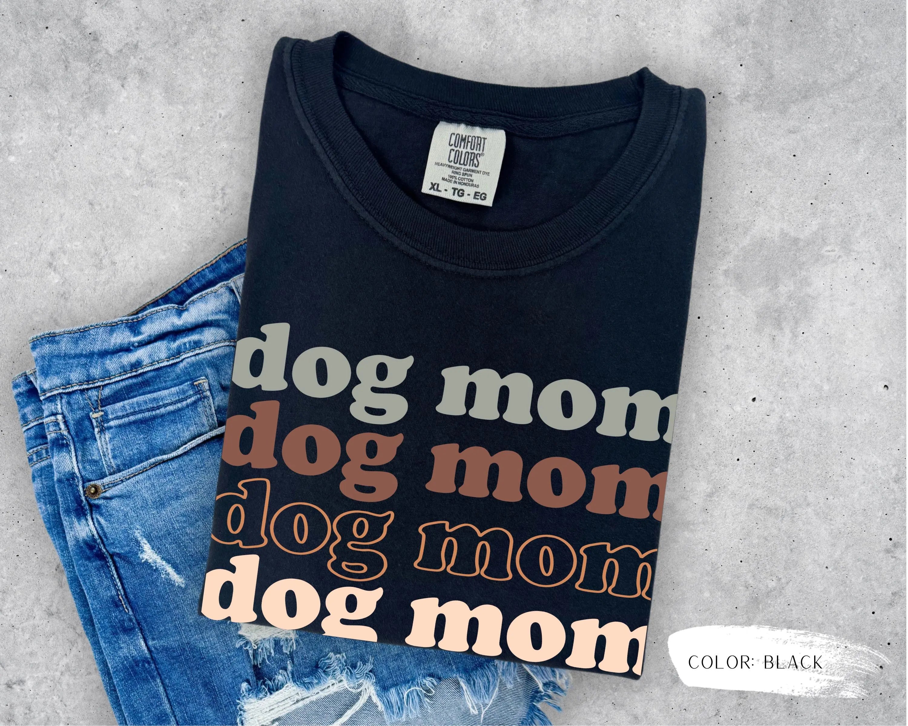Dog Mom Neutral Print T-Shirt