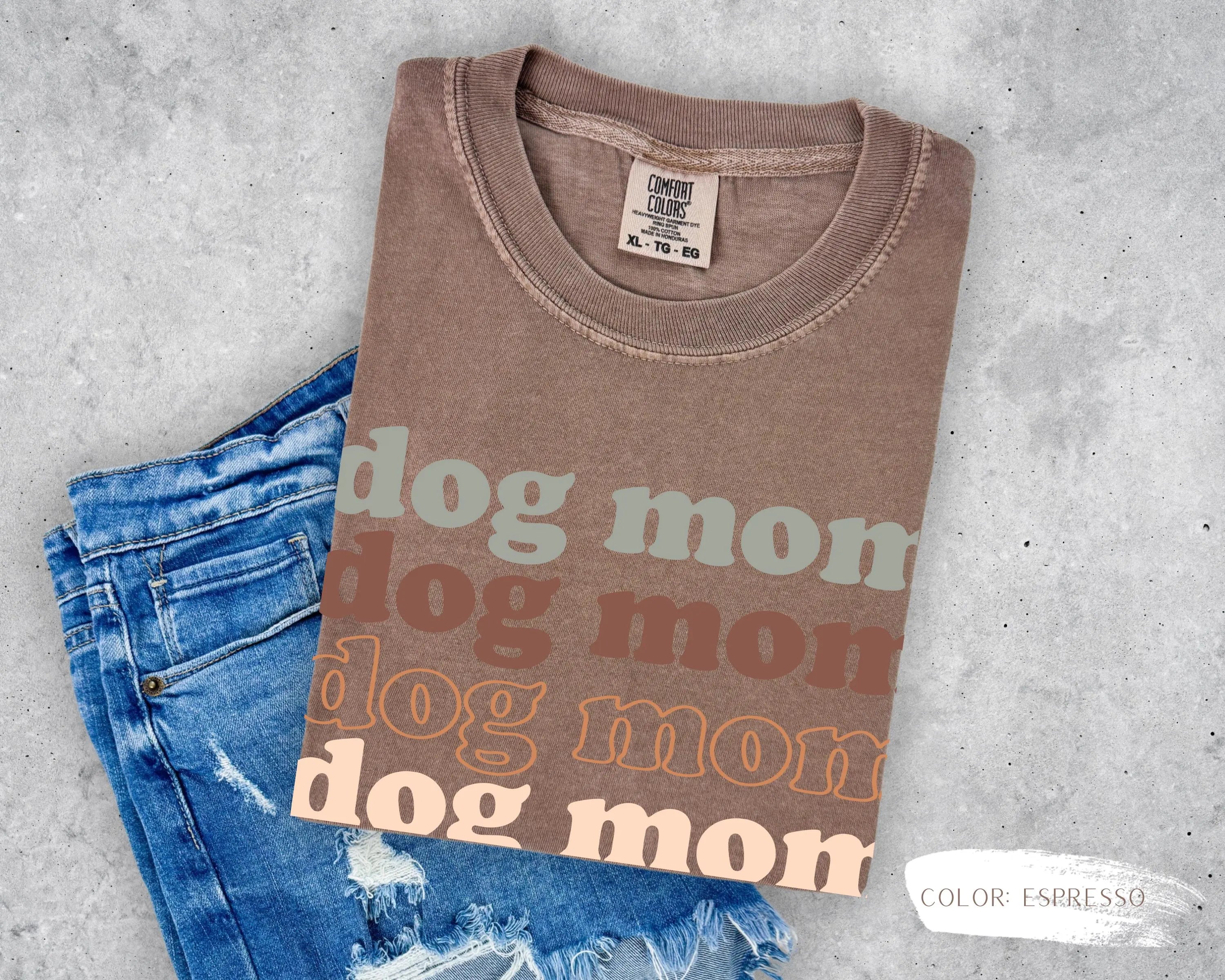 Dog Mom Neutral Print T-Shirt