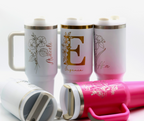 Personalized Laser Engraved Tumbler – Custom Name with Birth Month Flower or Monogram | Custom Gift