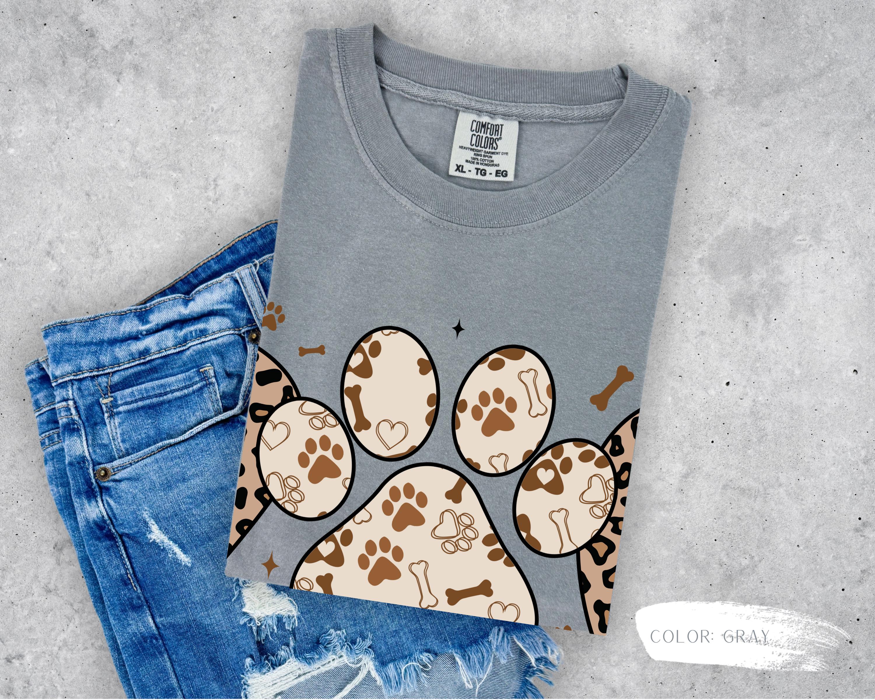 Dog Mama Leopard Print Paw T-Shirt