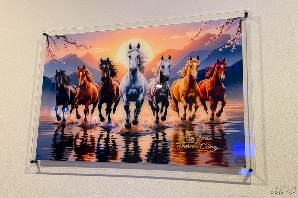 Galloping Horses – Premium Acrylic Print Wall Art with Gold Foil Accents