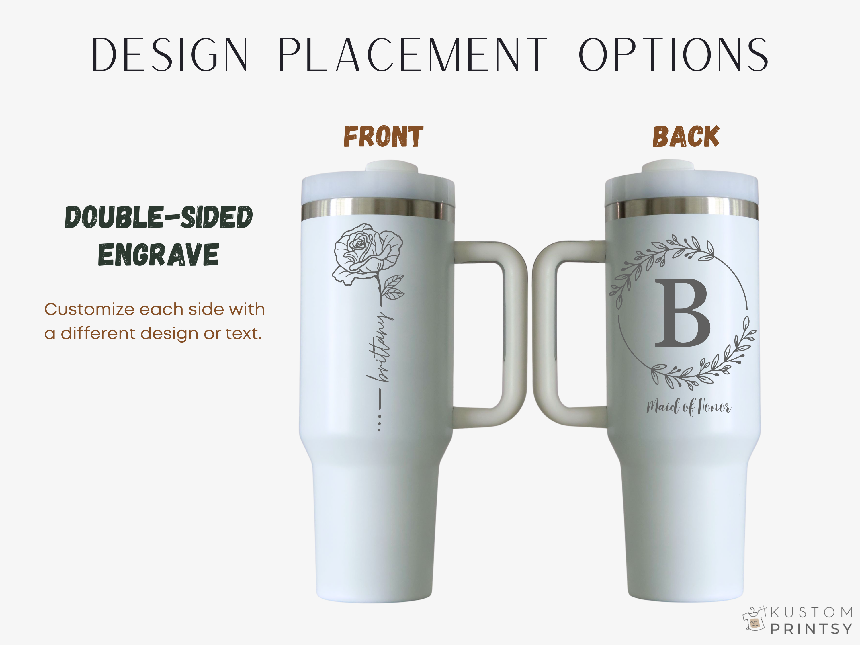 Personalized Laser Engraved Tumbler – Custom Name with Birth Month Flower or Monogram | Custom Gift