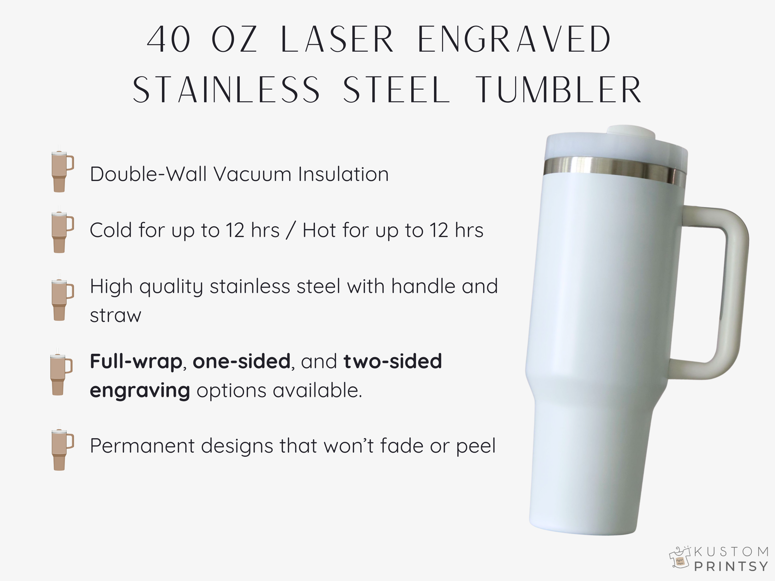 Personalized Laser Engraved Tumbler – Custom Name with Birth Month Flower or Monogram | Custom Gift