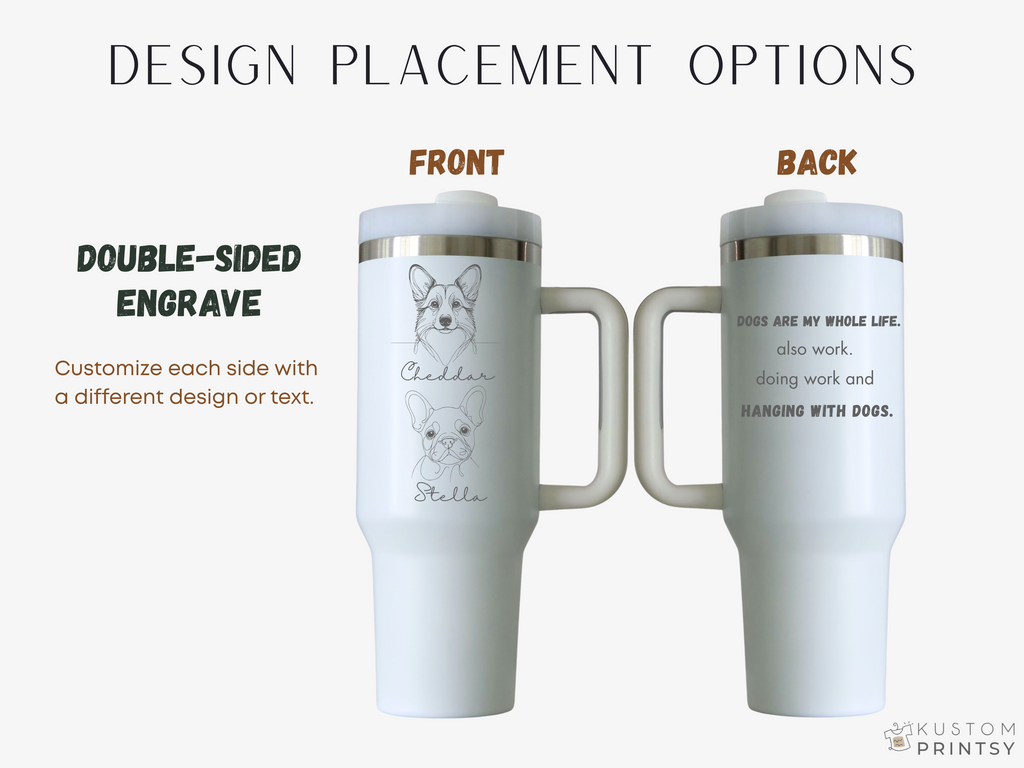 Personalized Pet Tumbler – Laser Engraved Dog Face & Name | Stainless Steel Insulated Cup