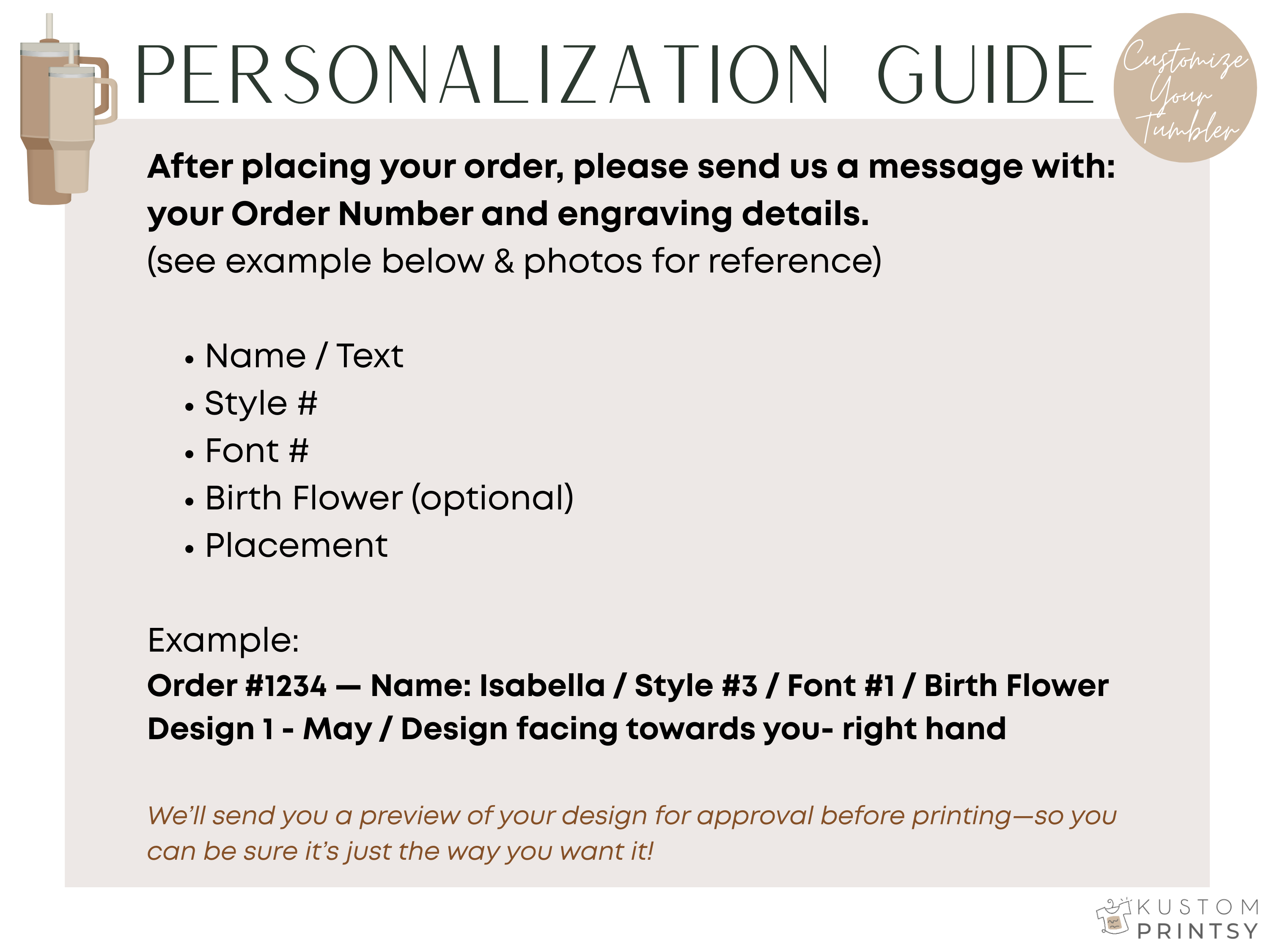 Personalized Laser Engraved Tumbler – Custom Name with Birth Month Flower or Monogram | Custom Gift