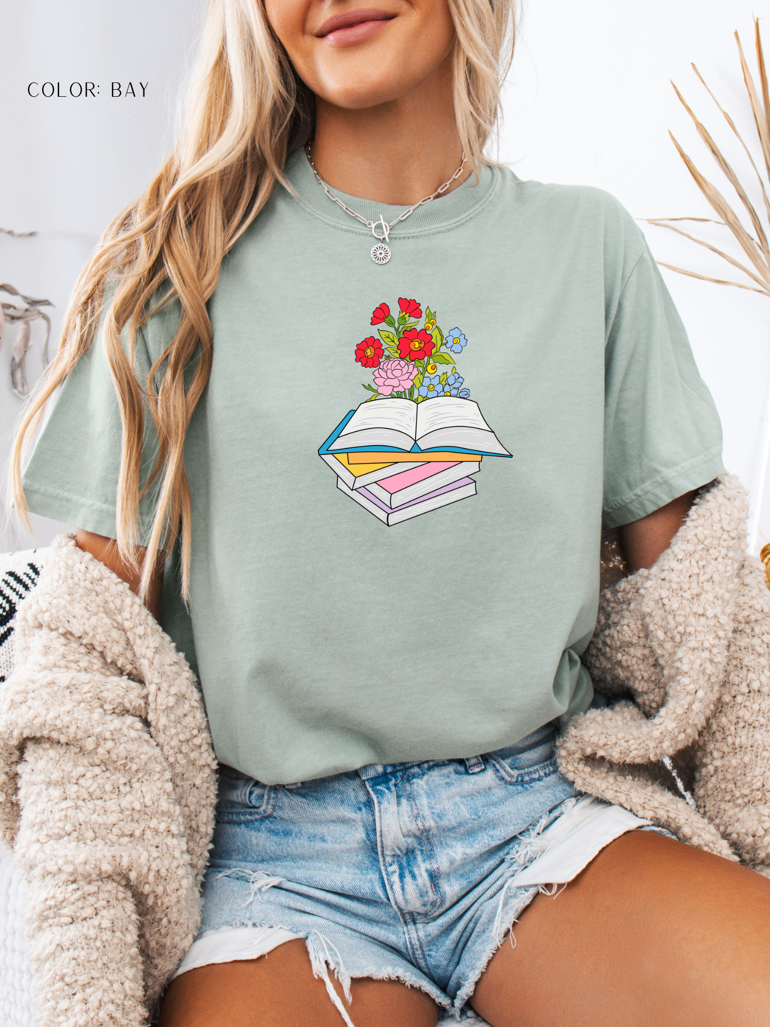 Flower Design Book T-Shirt