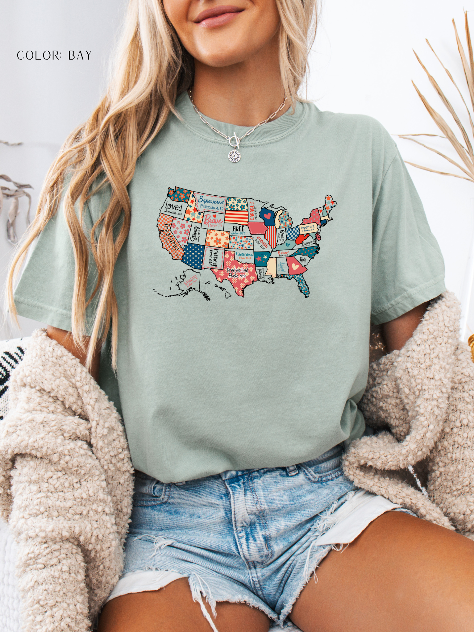 Colorful USA Map With Bible Verses T-Shirt