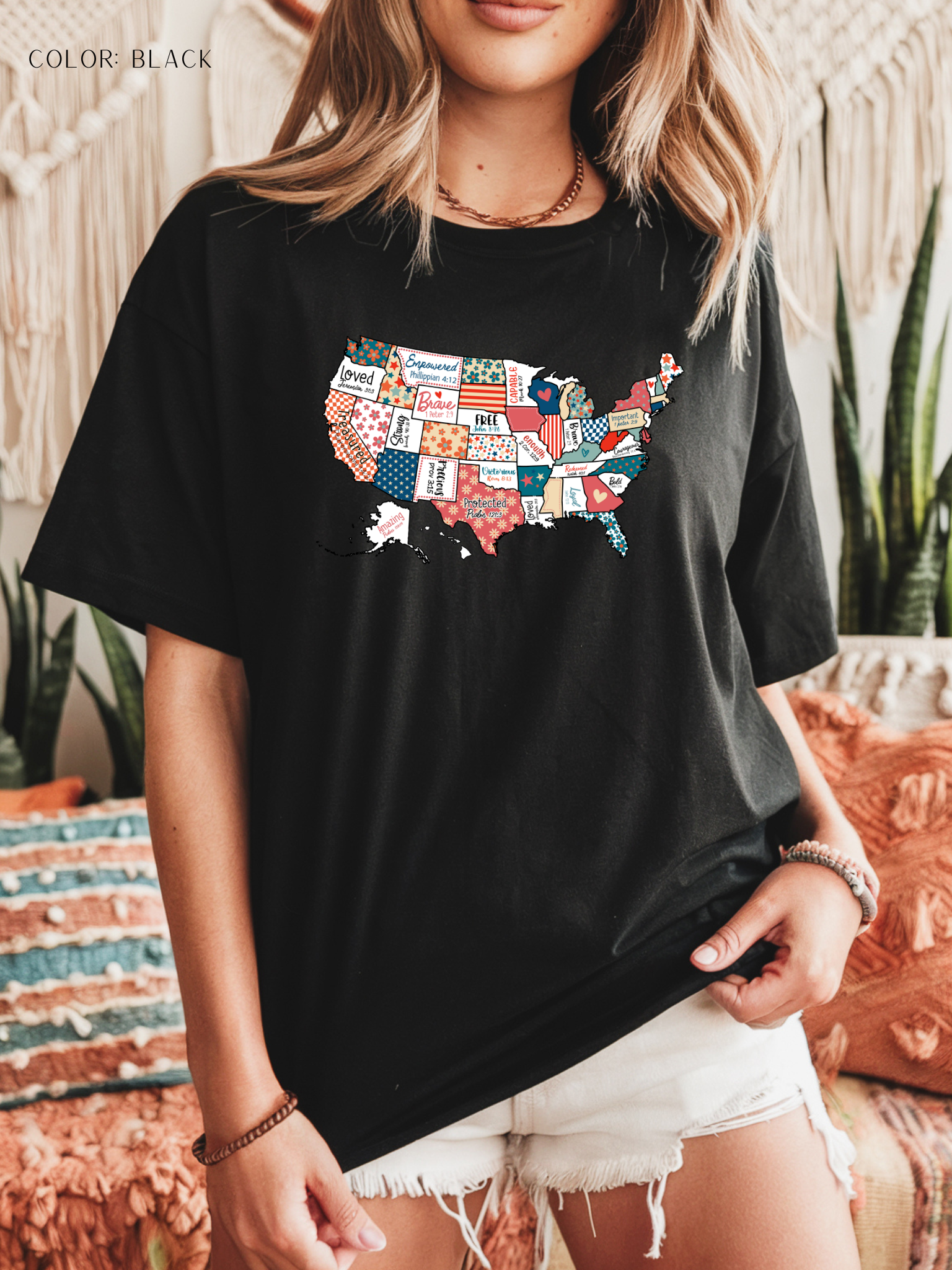 Colorful USA Map With Bible Verses T-Shirt
