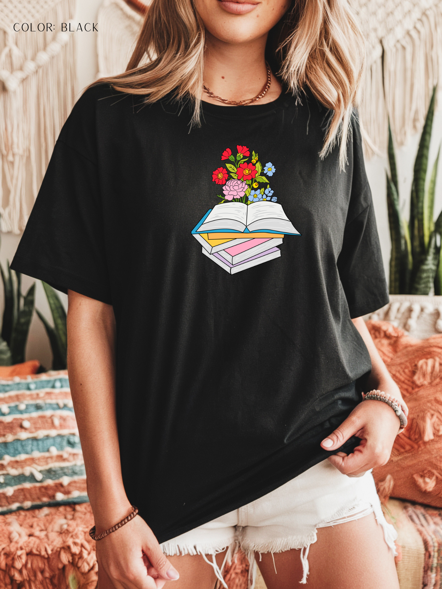 Flower Design Book T-Shirt