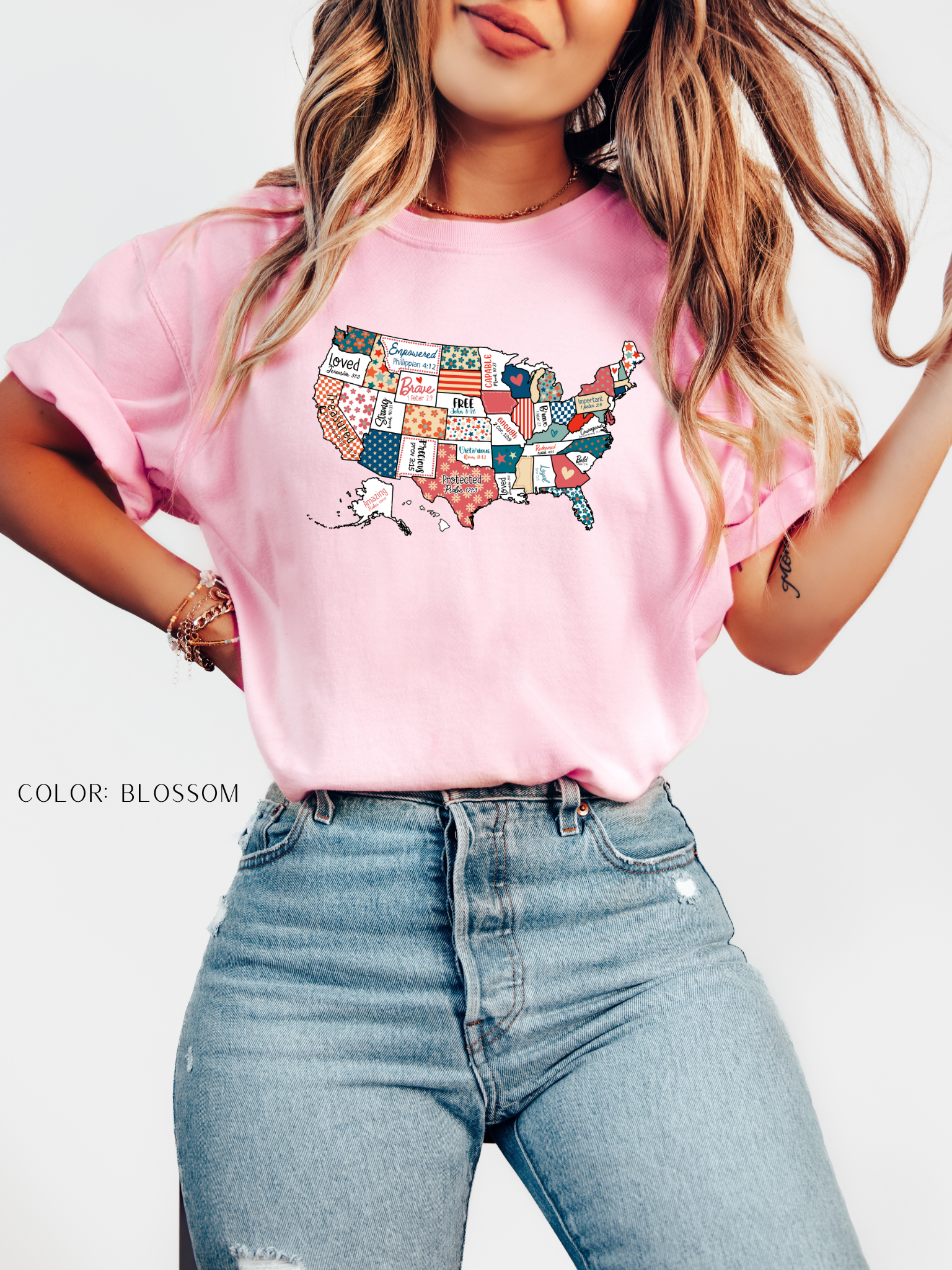 Colorful USA Map With Bible Verses T-Shirt
