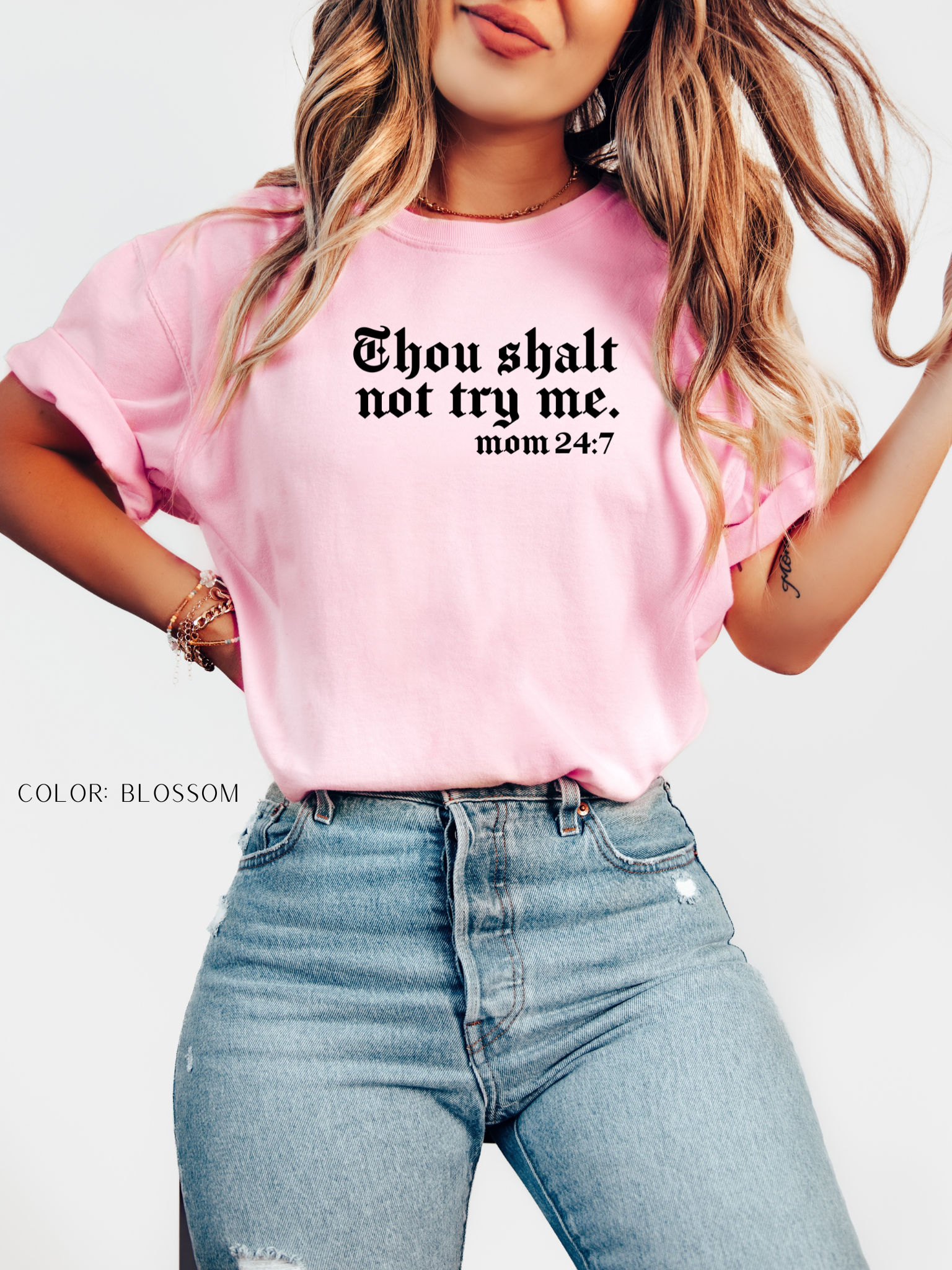 Thou Shalt Not Try Me —Mom 24:7– Funny Mom Life T-Shirt