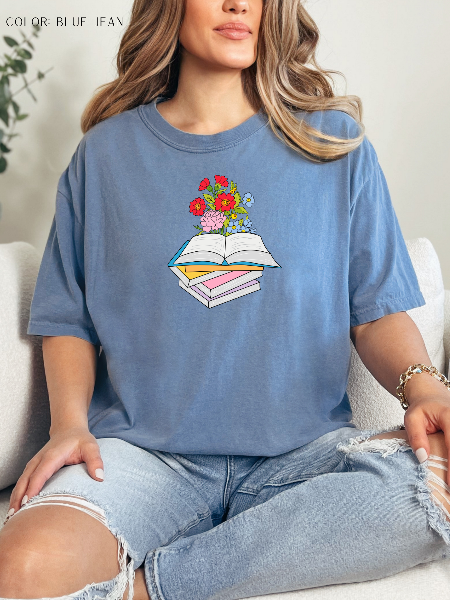 Flower Design Book T-Shirt