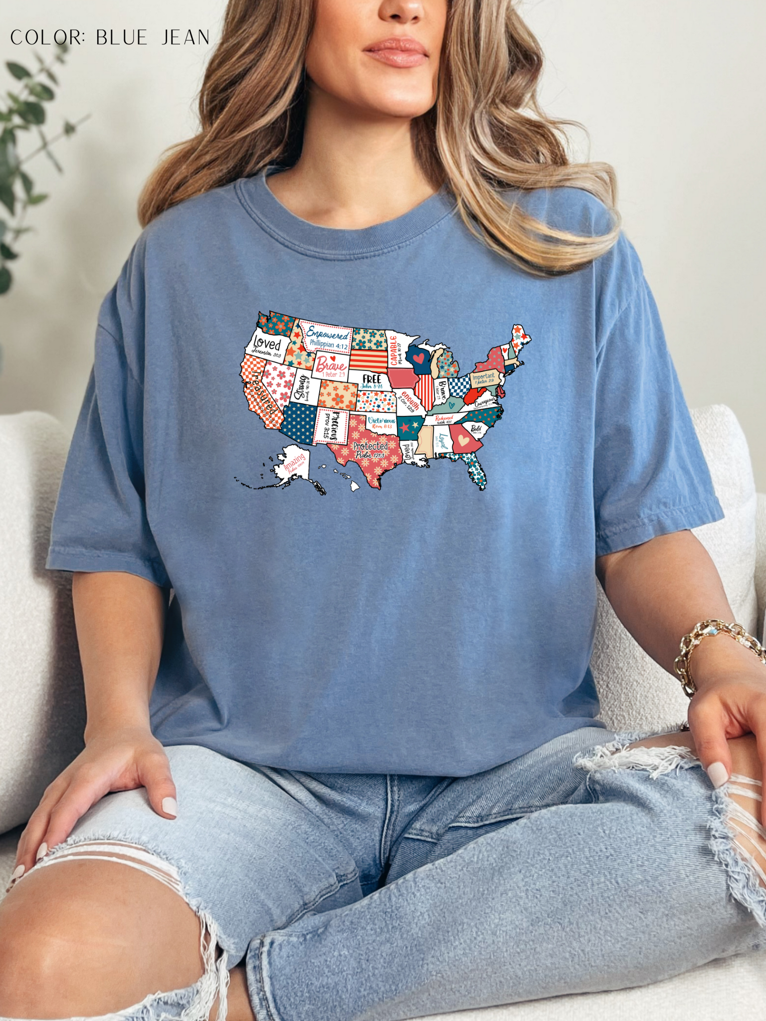 Colorful USA Map With Bible Verses T-Shirt