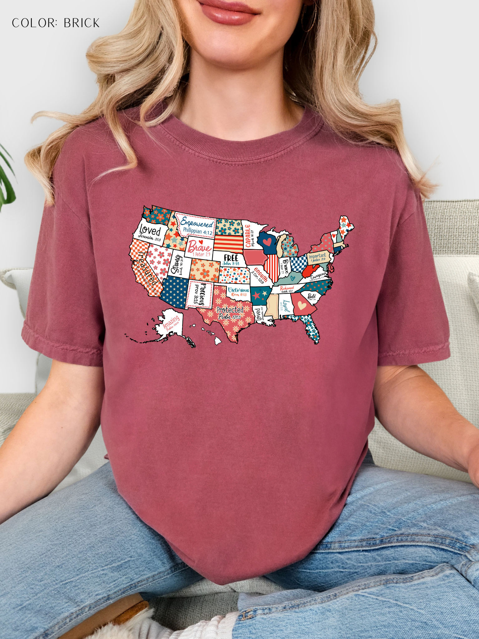 Colorful USA Map With Bible Verses T-Shirt