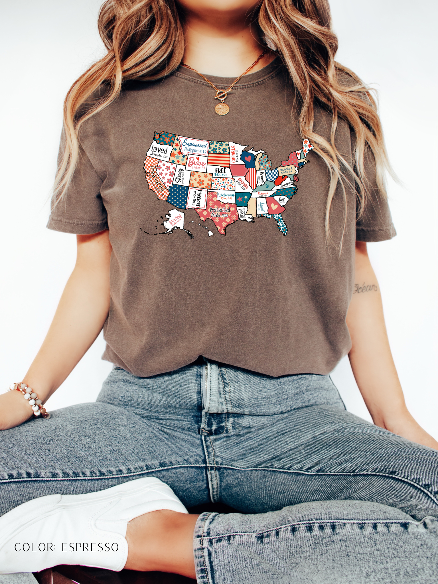 Colorful USA Map With Bible Verses T-Shirt