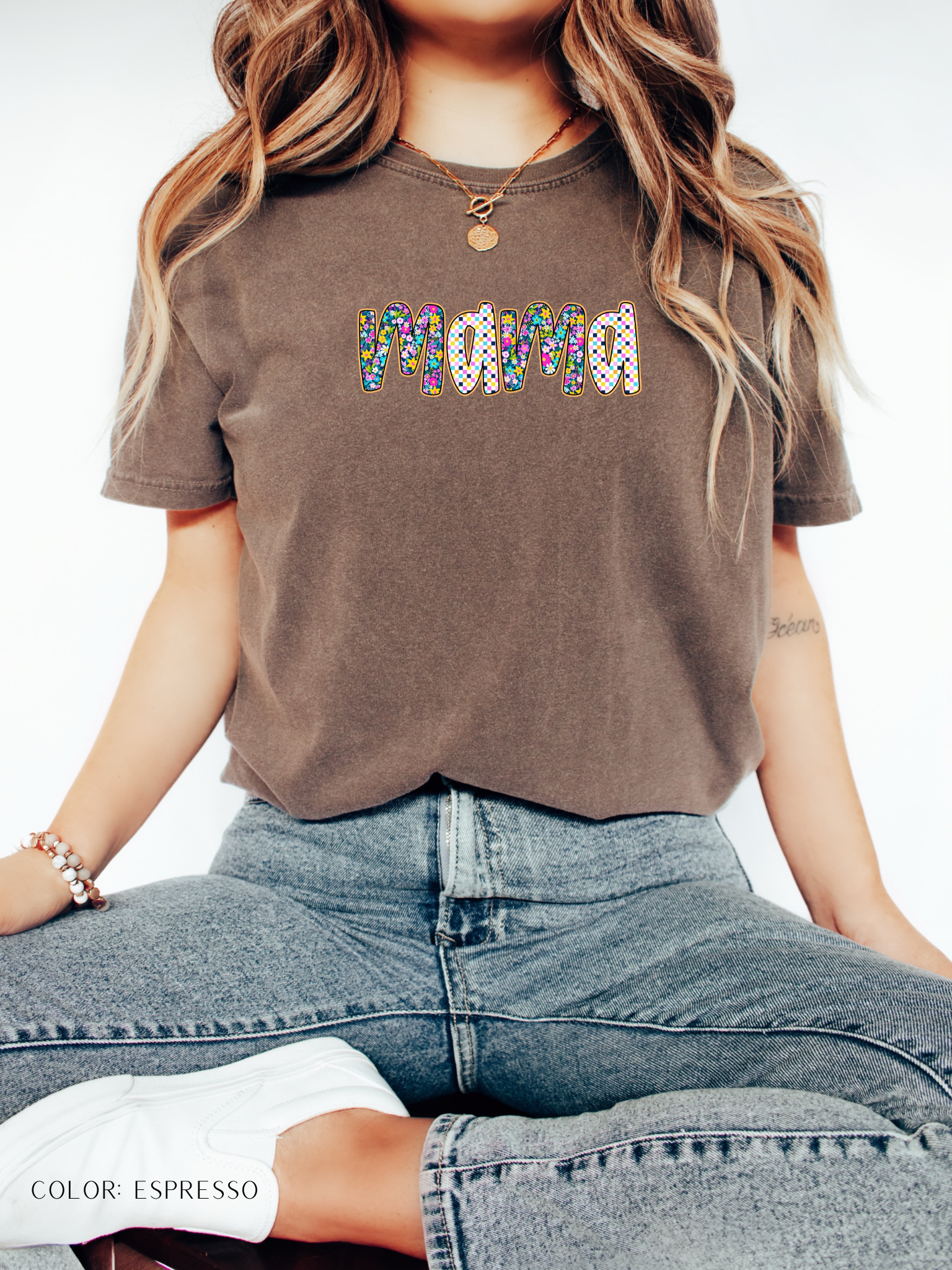 Mama Floral Letter T-Shirt