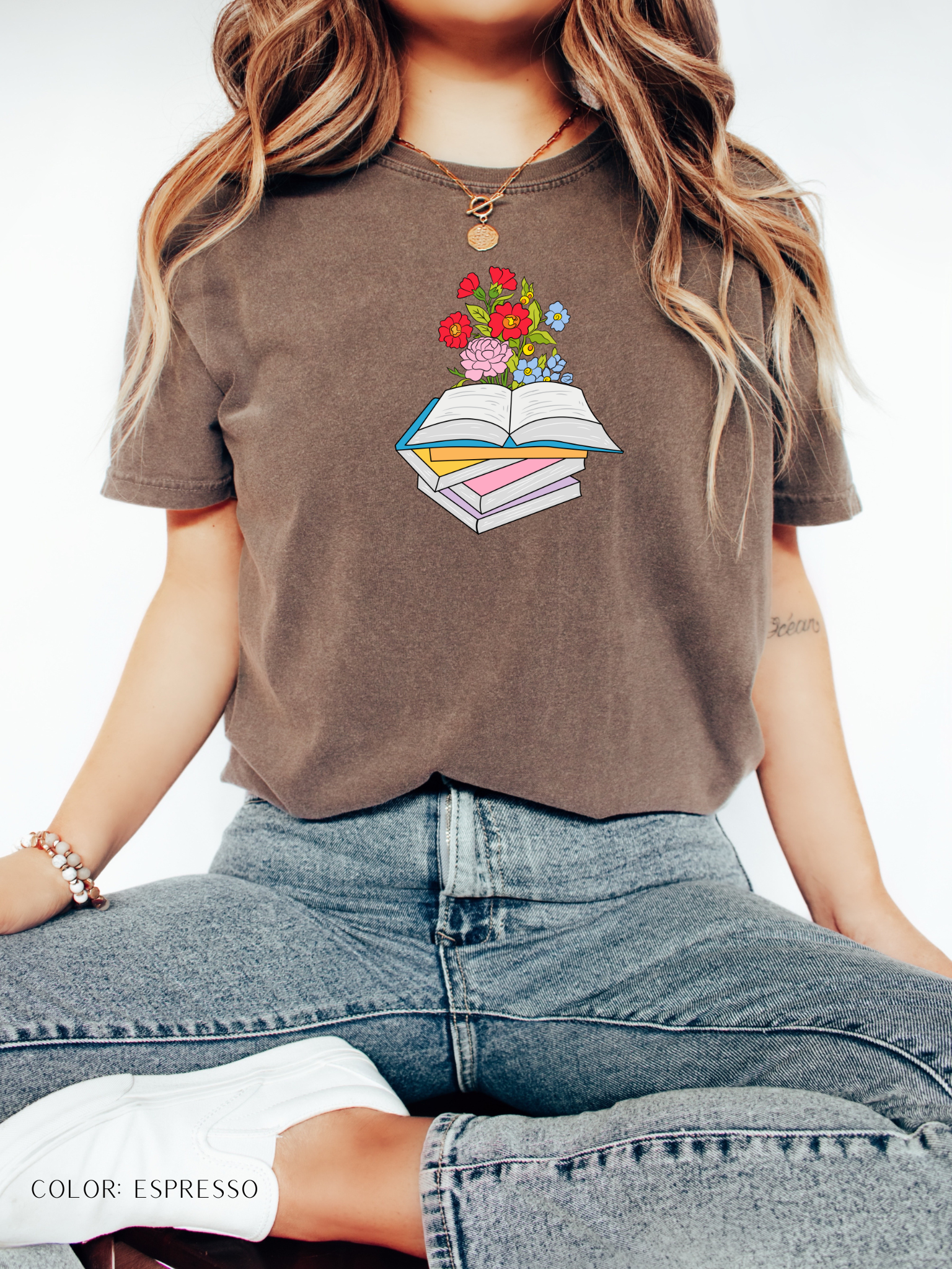 Flower Design Book T-Shirt