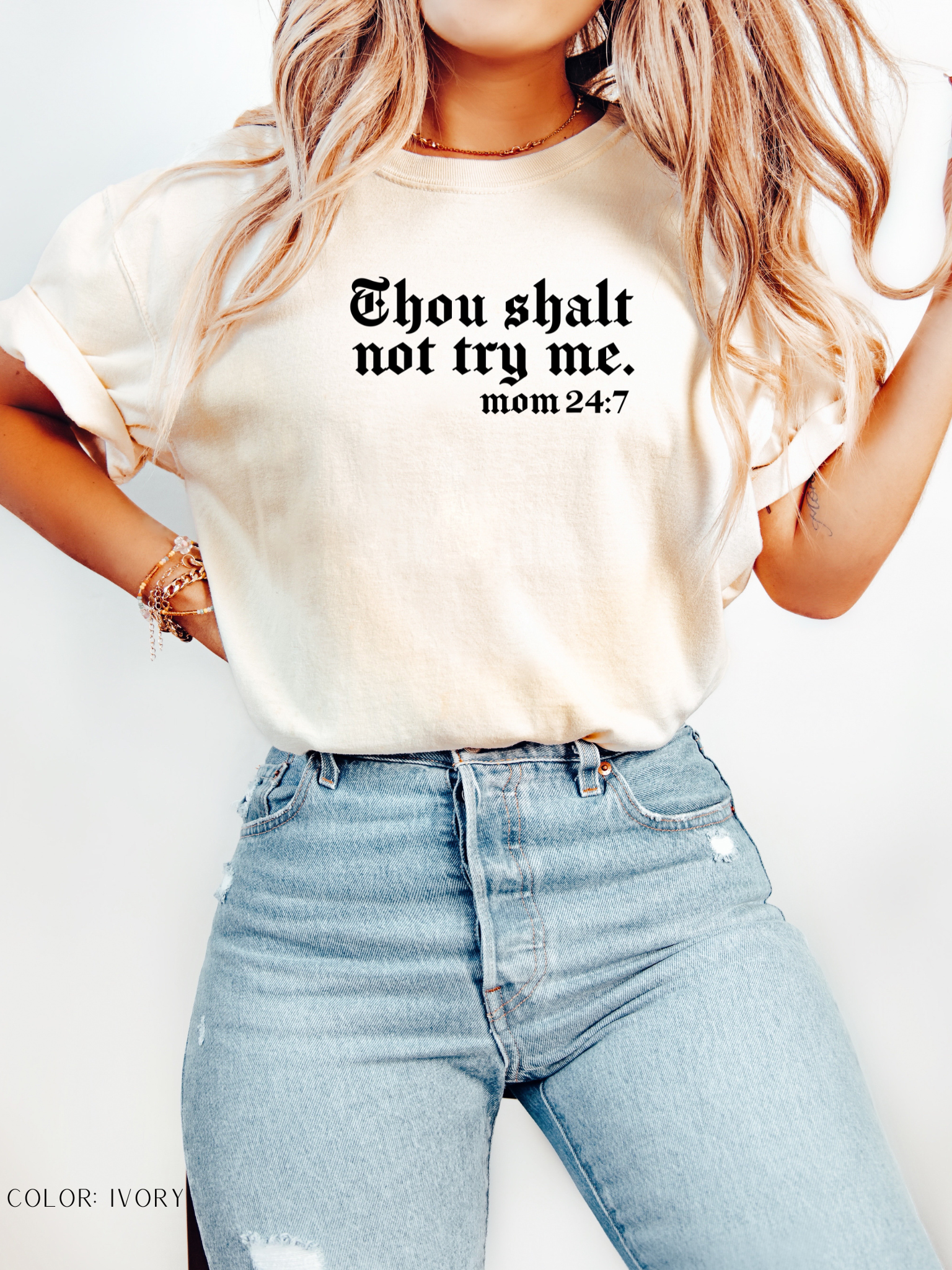 Thou Shalt Not Try Me —Mom 24:7– Funny Mom Life T-Shirt