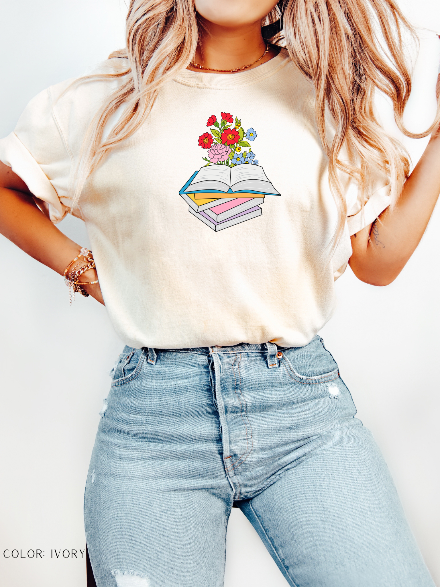 Flower Design Book T-Shirt
