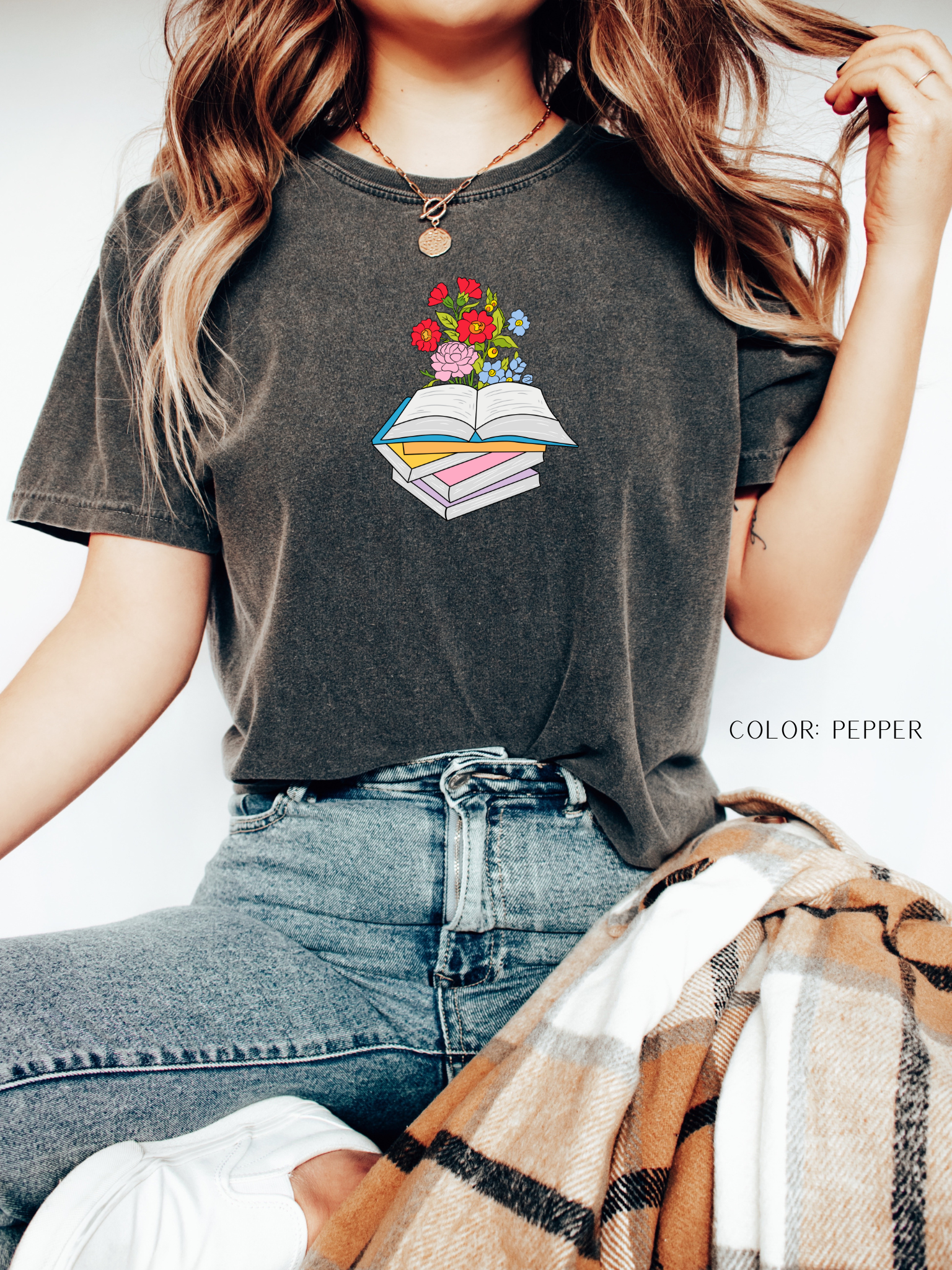 Flower Design Book T-Shirt