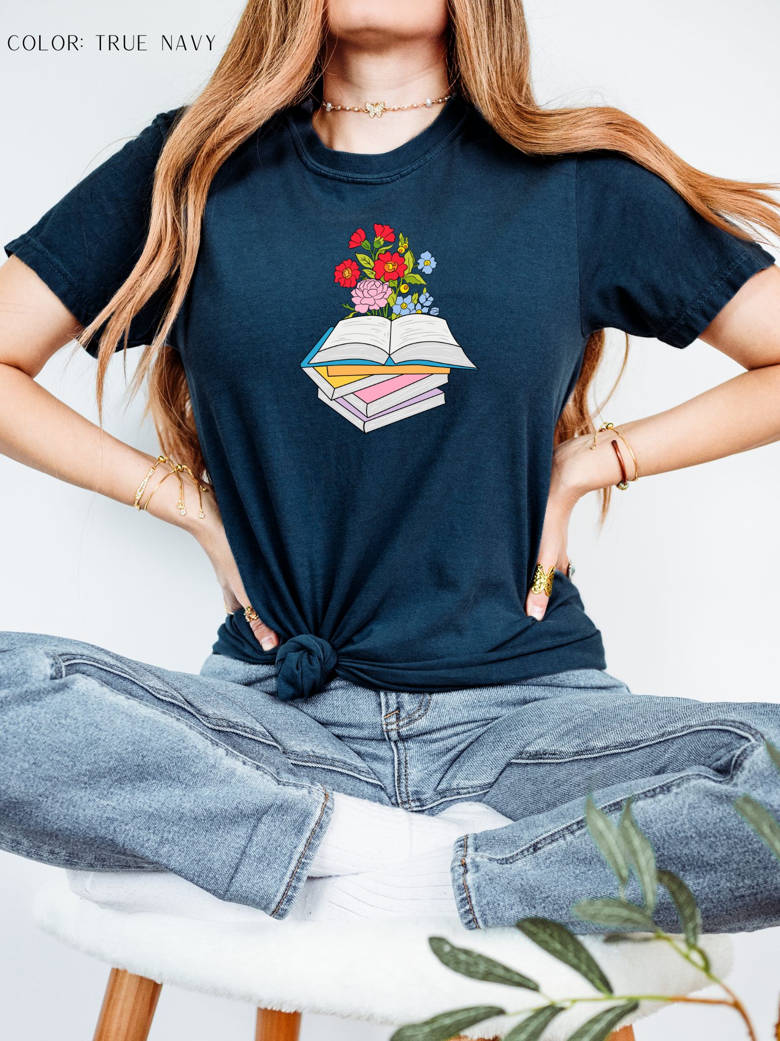 Flower Design Book T-Shirt