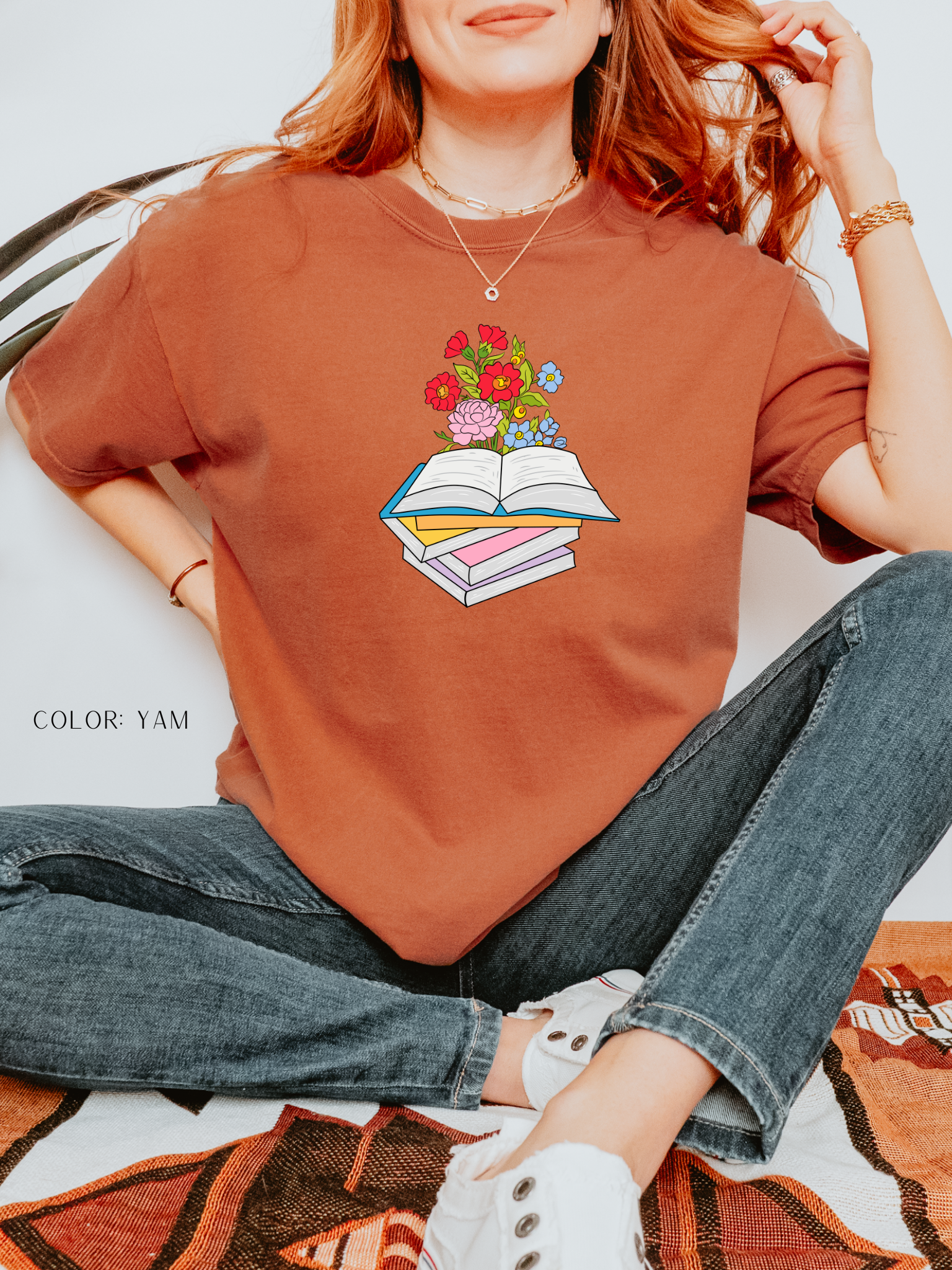 Flower Design Book T-Shirt