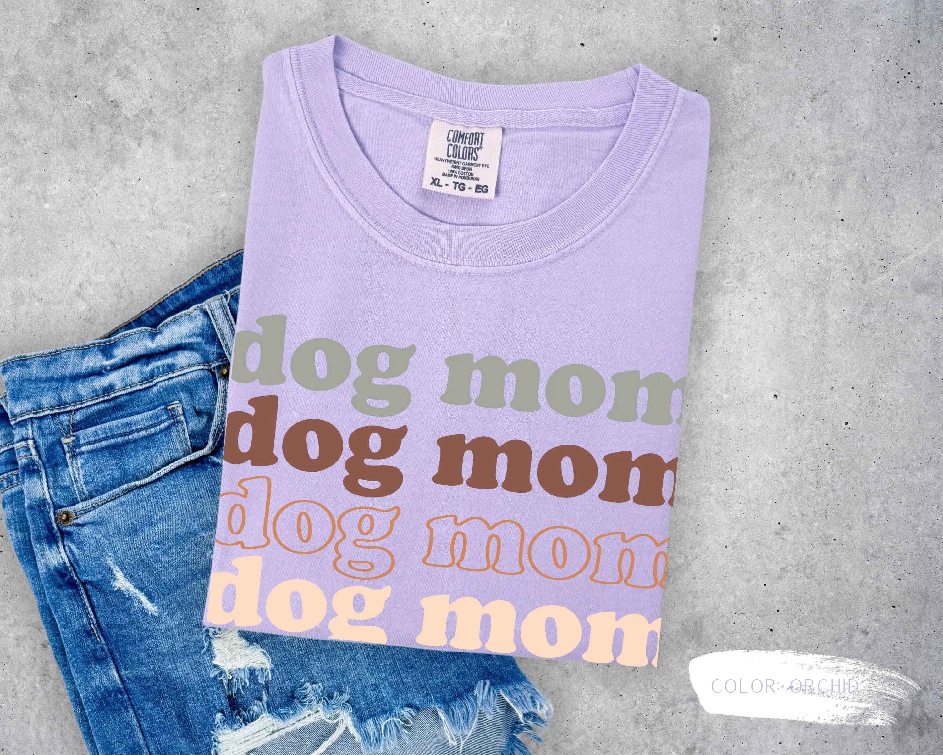 Dog Mom Neutral Print T-Shirt