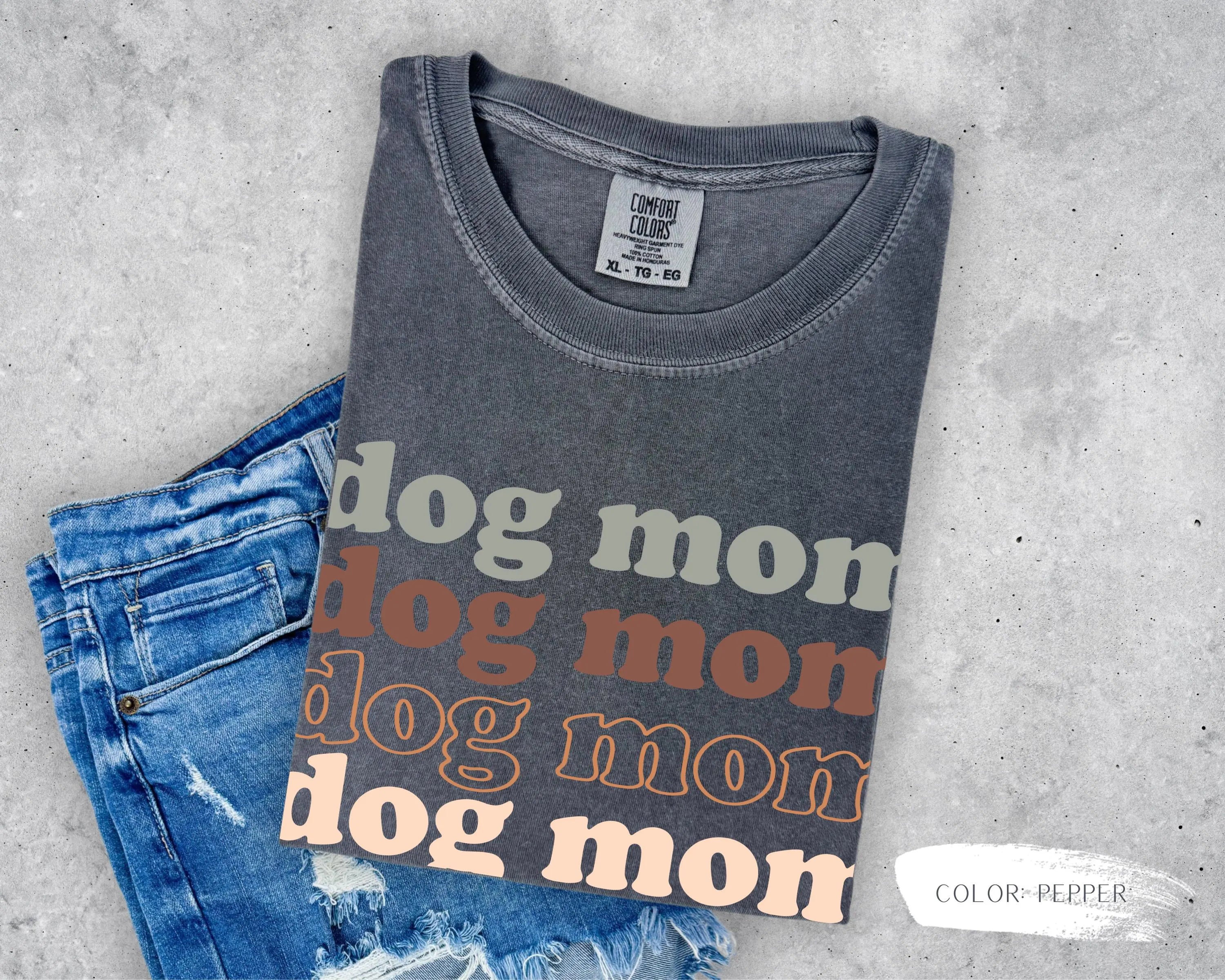 Dog Mom Neutral Print T-Shirt