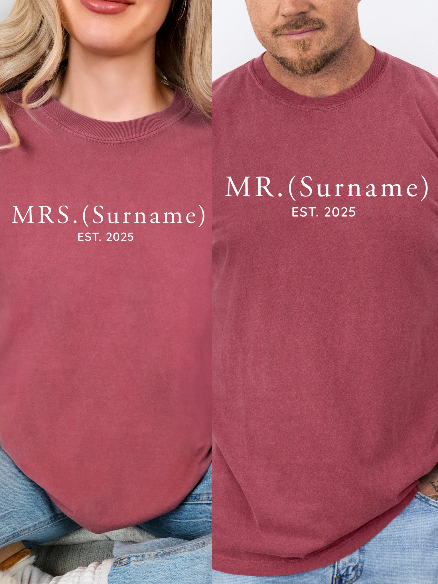 Custom Wifey & Hubby Shirts – Matching Couple Tees with Est Year