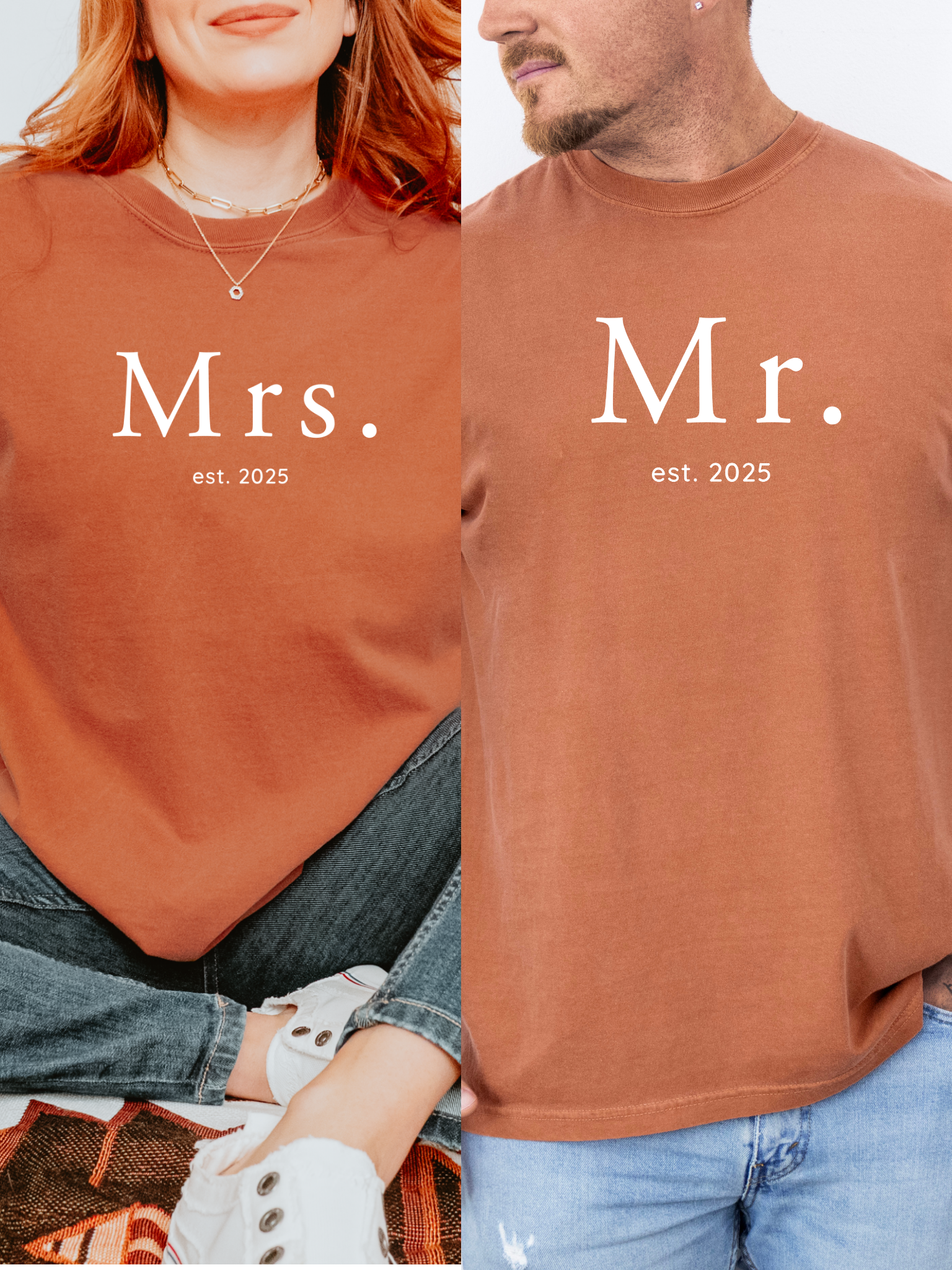 Custom Wifey & Hubby Shirts – Matching Couple Tees with Est Year