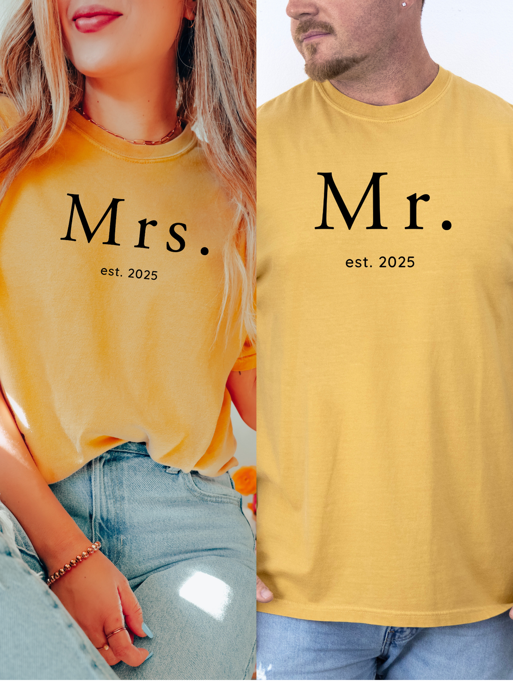 Custom Wifey & Hubby Shirts – Matching Couple Tees with Est Year