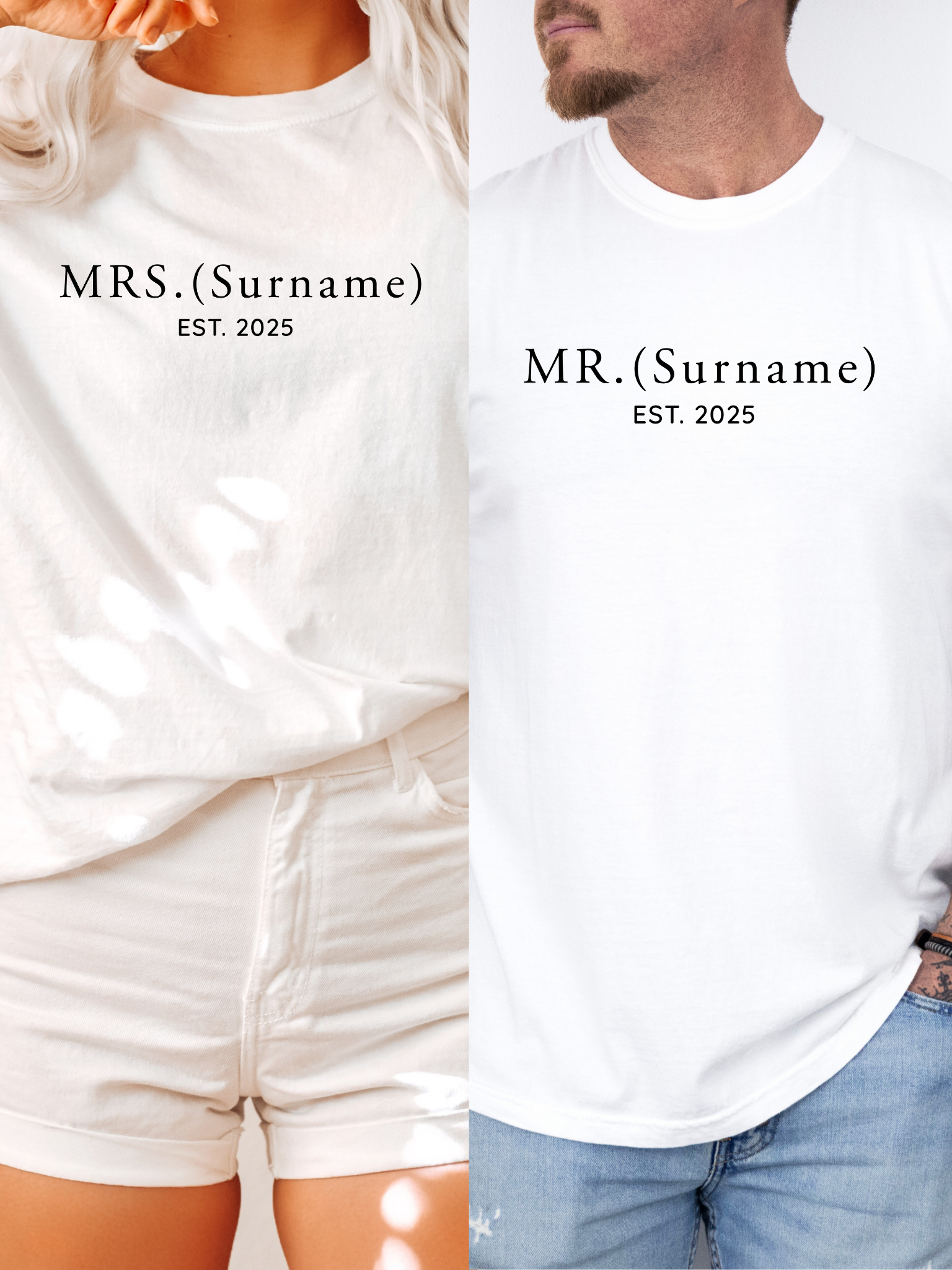 Custom Wifey & Hubby Shirts – Matching Couple Tees with Est Year