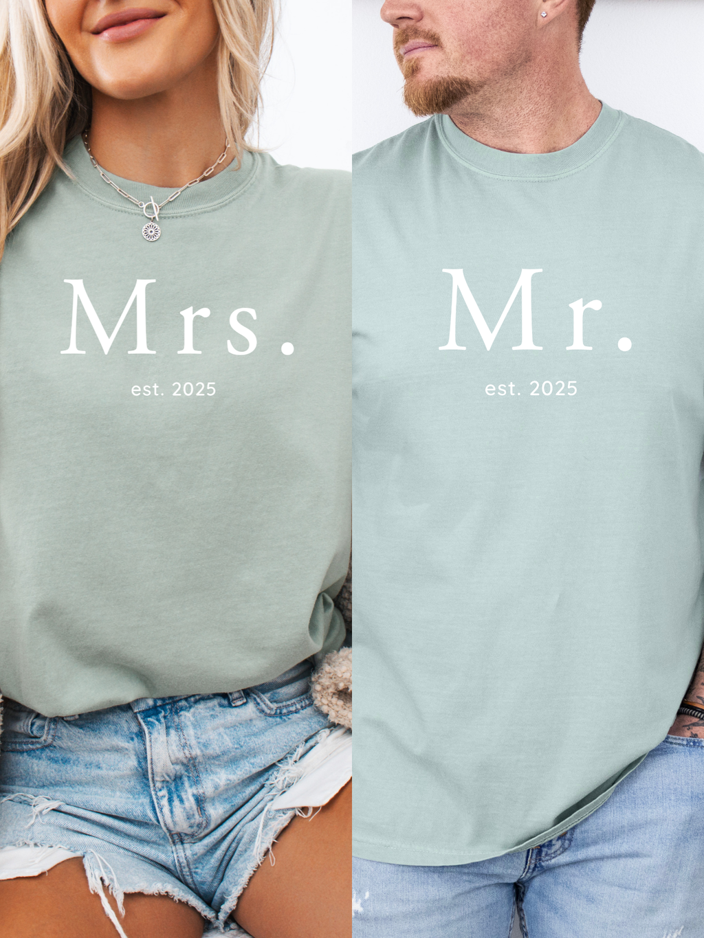 Custom Wifey & Hubby Shirts – Matching Couple Tees with Est Year