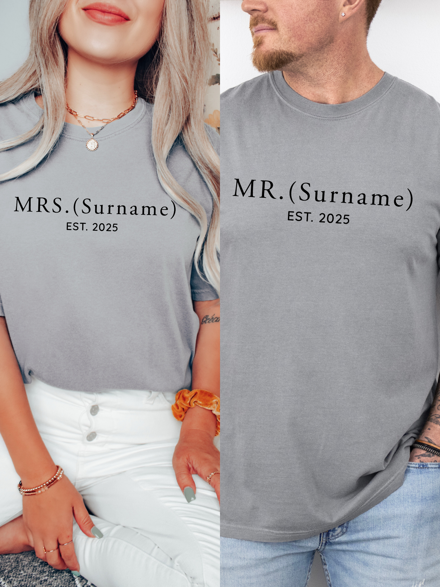 Custom Wifey & Hubby Shirts – Matching Couple Tees with Est Year