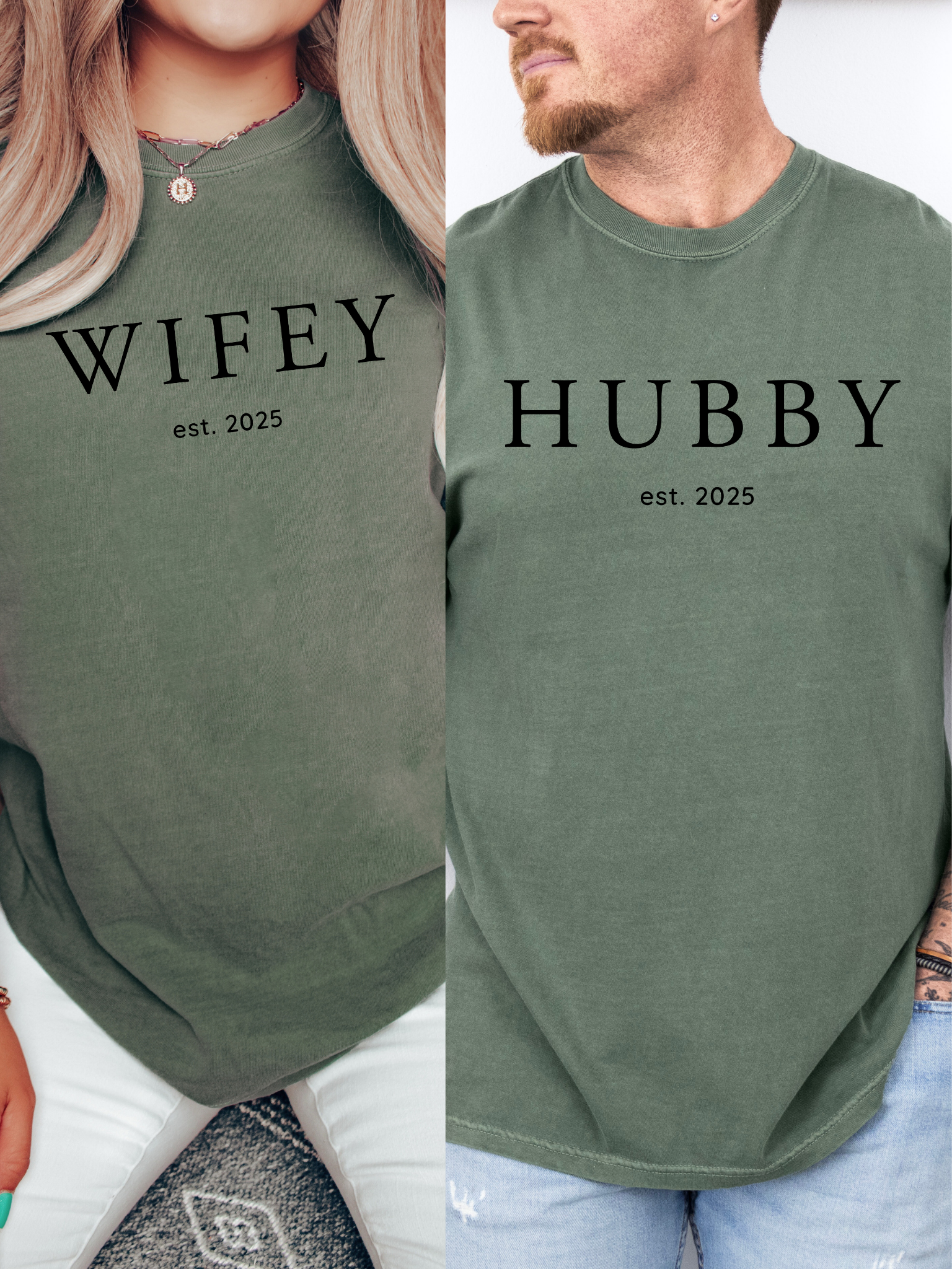 Custom Wifey & Hubby Shirts – Matching Couple Tees with Est Year