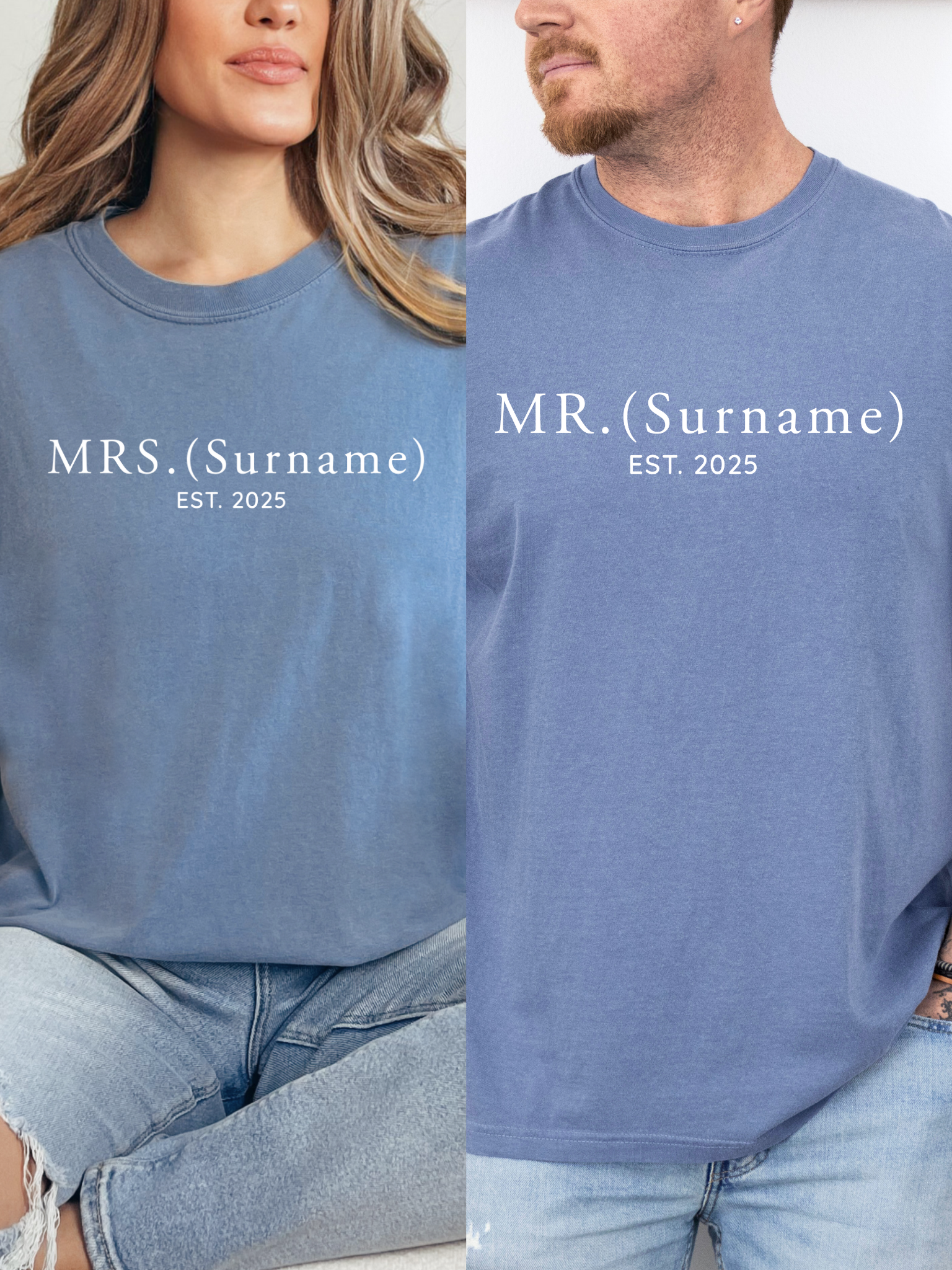 Custom Wifey & Hubby Shirts – Matching Couple Tees with Est Year