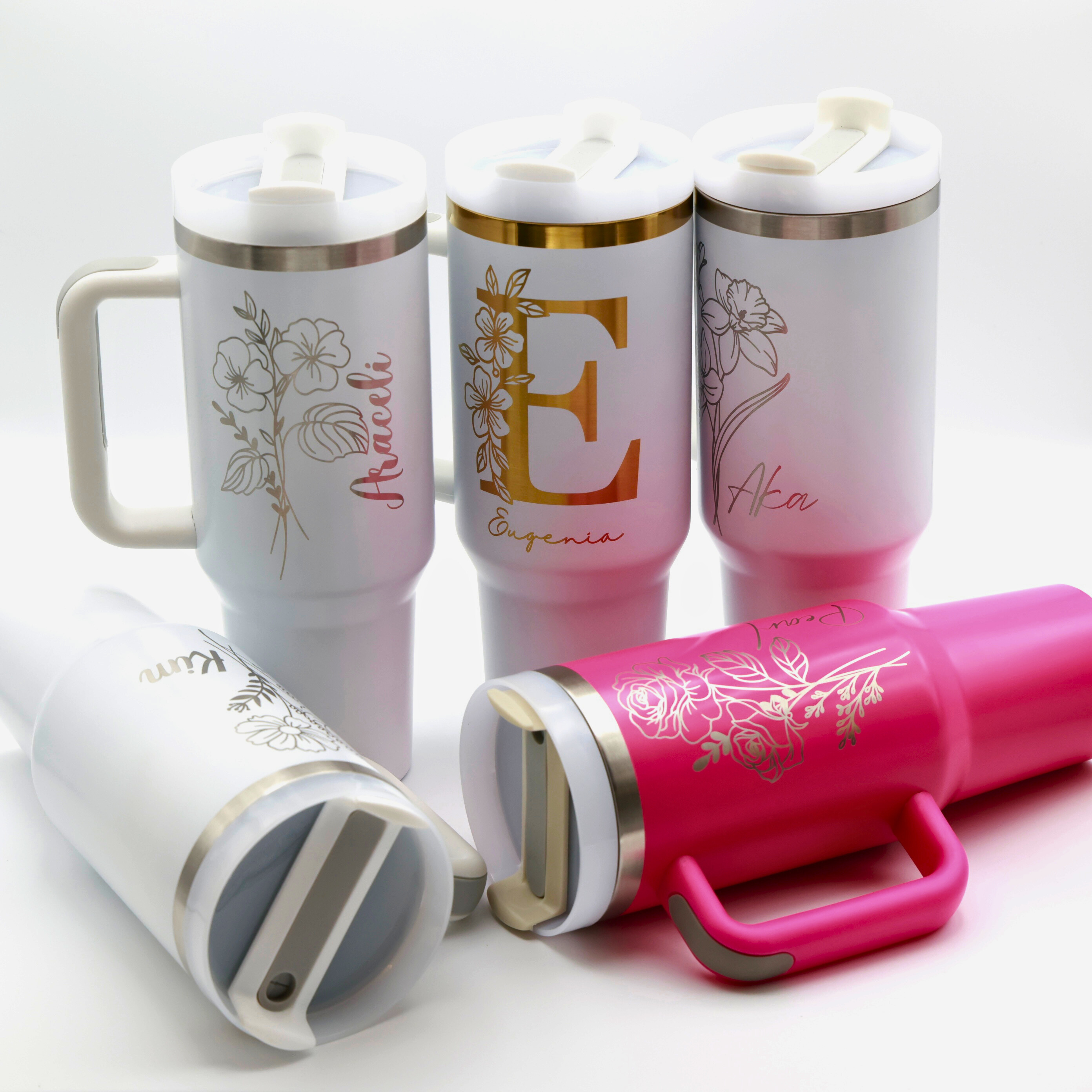 Personalized Laser Engraved Tumbler – Custom Name with Birth Month Flower or Monogram | Custom Gift