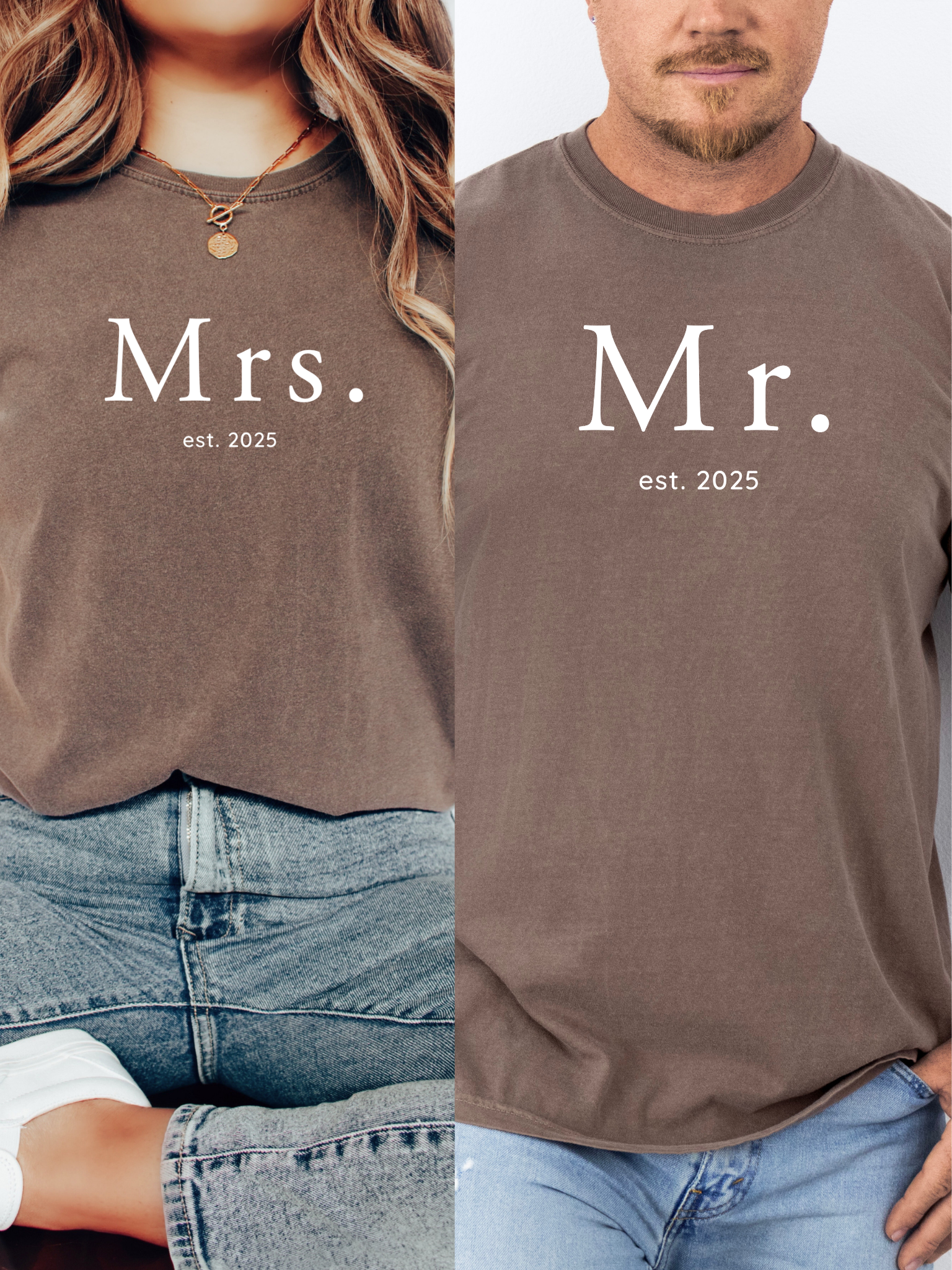 Custom Wifey & Hubby Shirts – Matching Couple Tees with Est Year