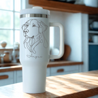 Personalized Pet Tumbler – Laser Engraved Dog Face & Name | Stainless Steel Insulated Cup