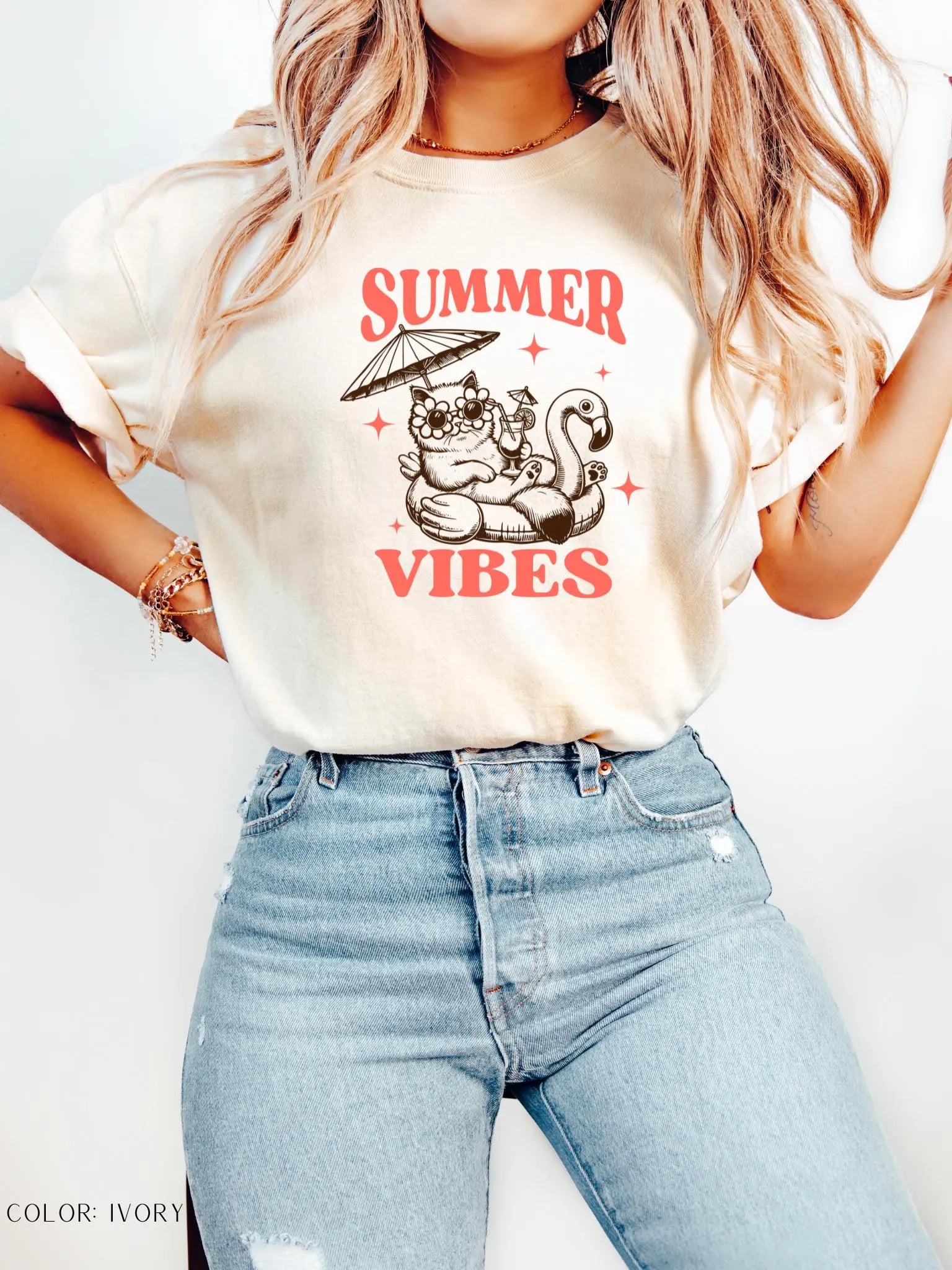 Summer Vibes Cute Cat T-Shirt