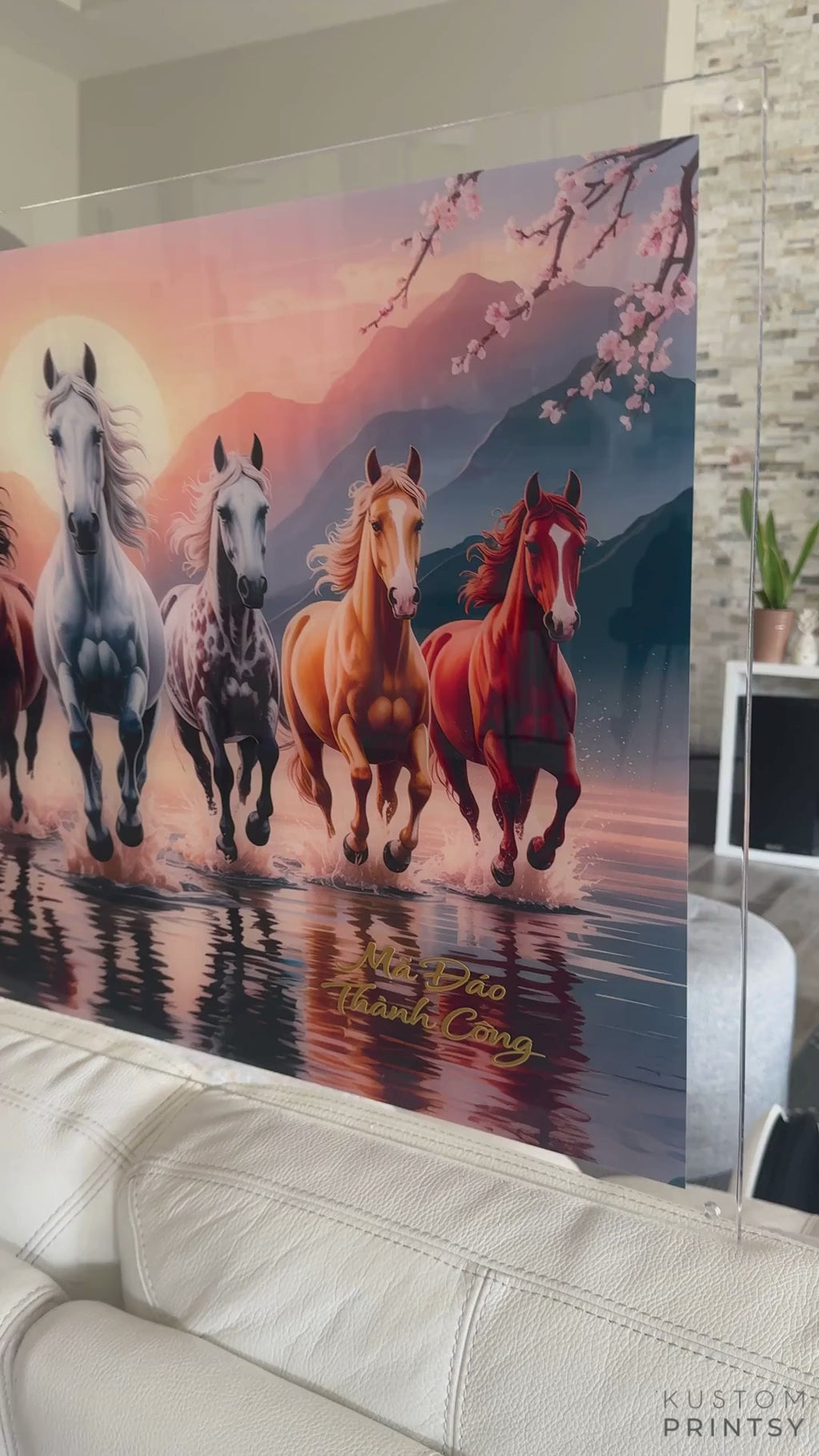 Galloping Horses – Premium Acrylic Print Wall Art with Gold Foil Accents