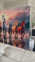 Galloping Horses – Premium Acrylic Print Wall Art with Gold Foil Accents